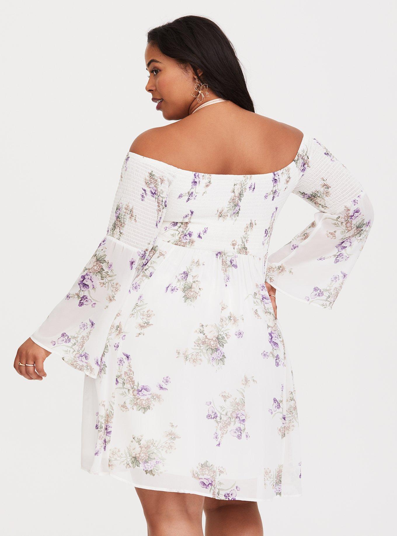 Ivory Floral Smocked Chiffon Dress, DAINTY BOUQUETS, alternate