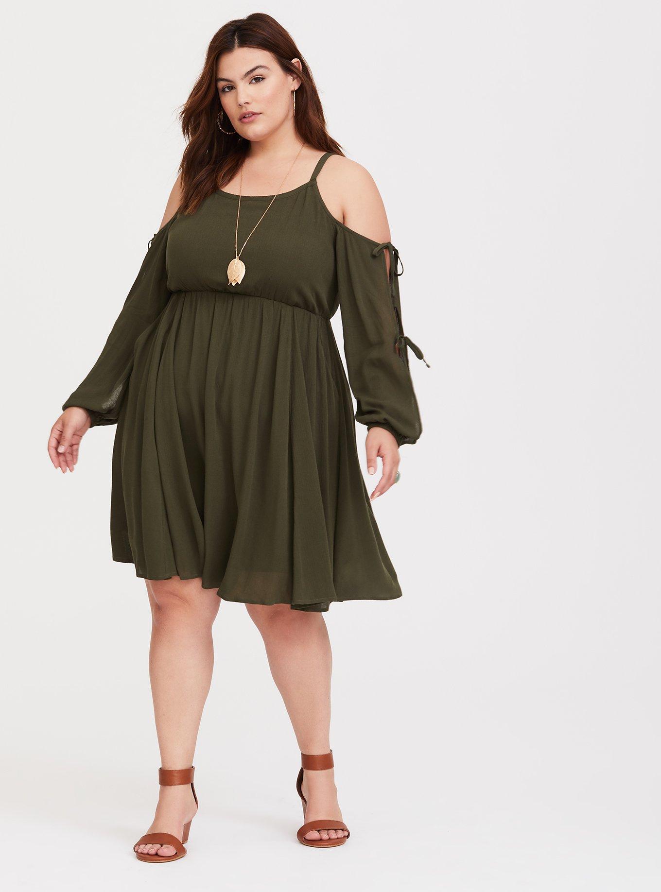 Olive Tie Sleeve Gauze Skater Dress, DIANNE FLORAL, alternate