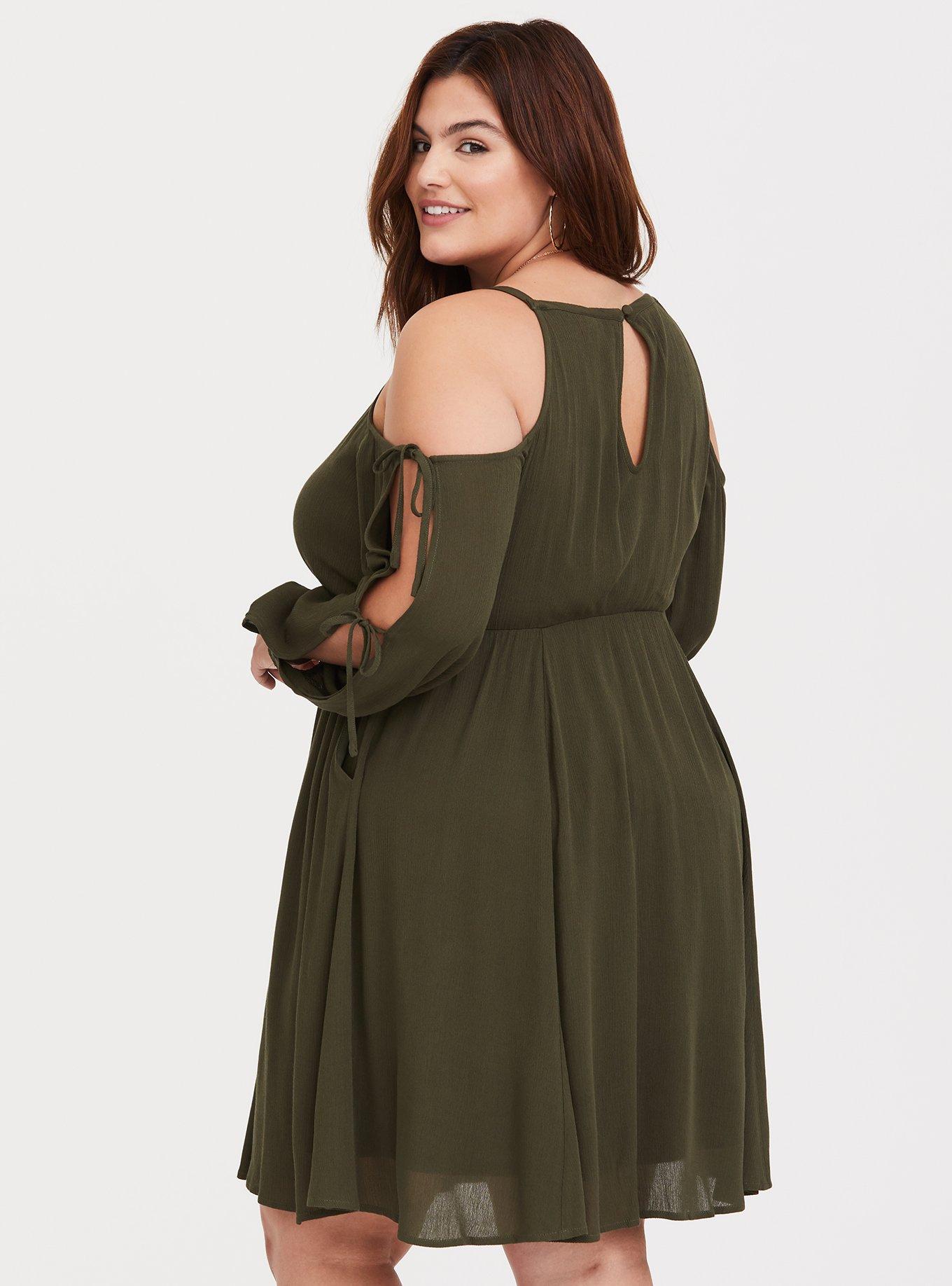 Olive Tie Sleeve Gauze Skater Dress, DIANNE FLORAL, alternate