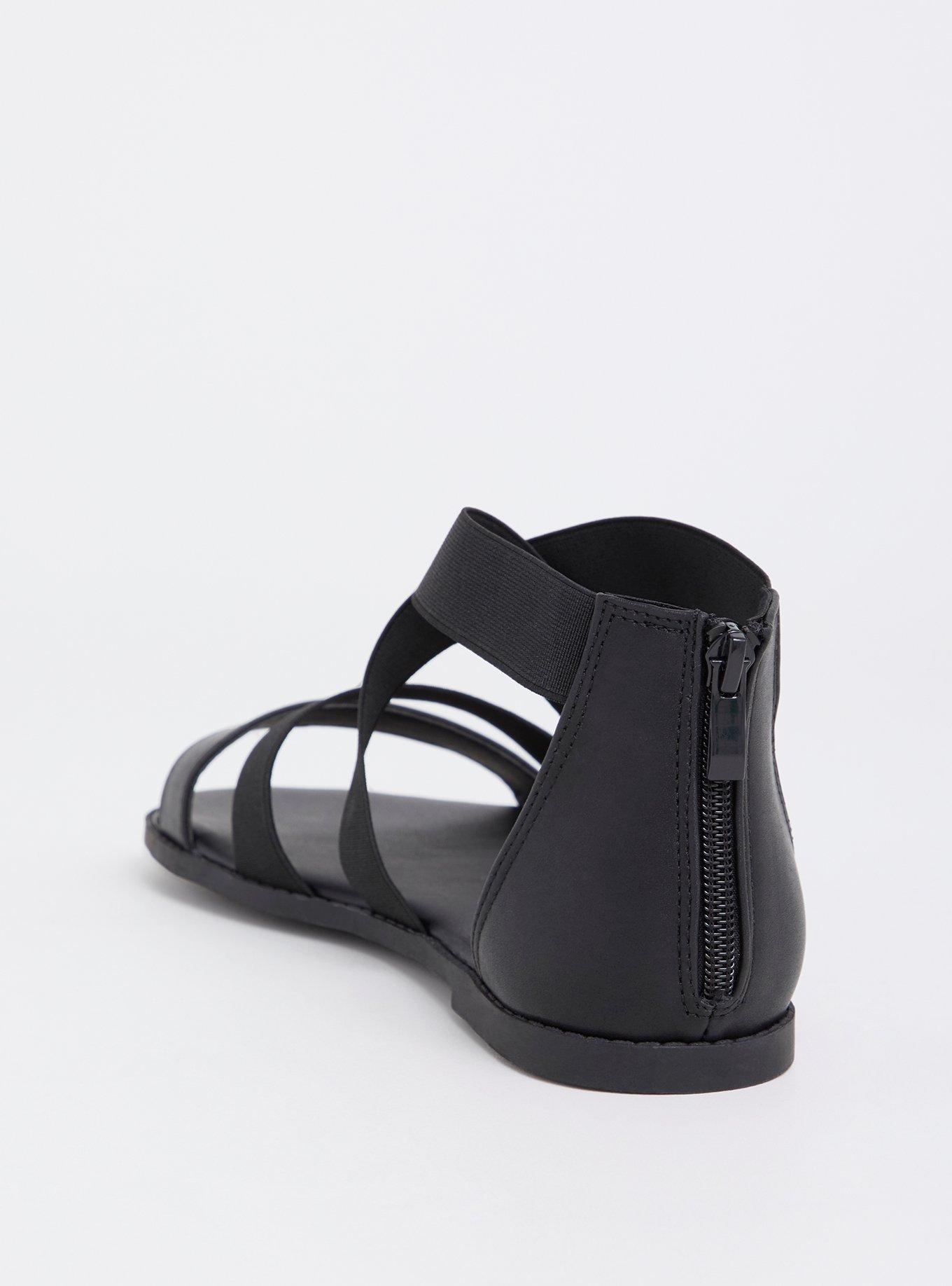 Black Stretch Strappy Sandal (Wide Width), BLACK, alternate