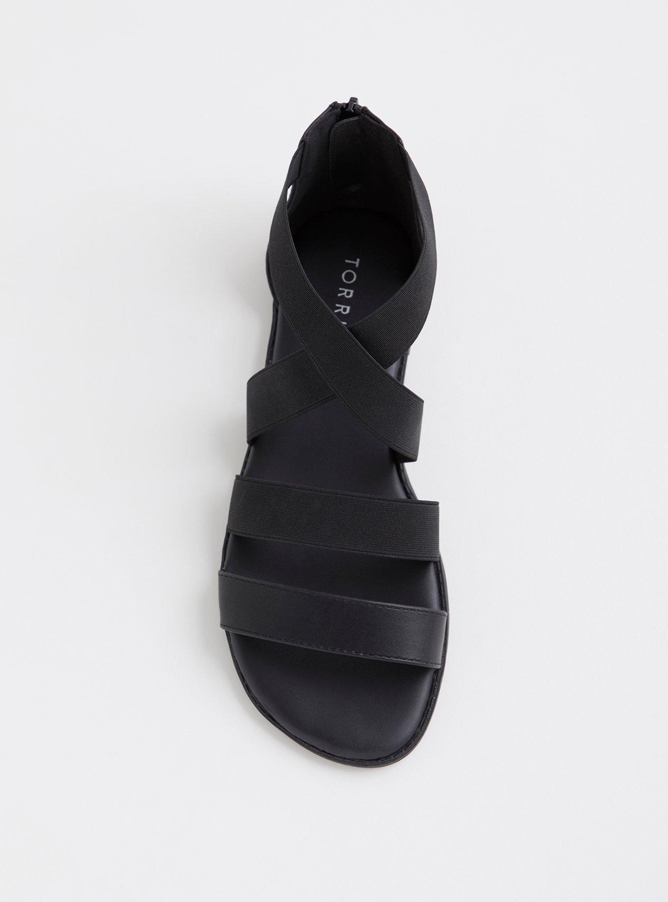 Black Stretch Strappy Sandal (Wide Width), BLACK, alternate