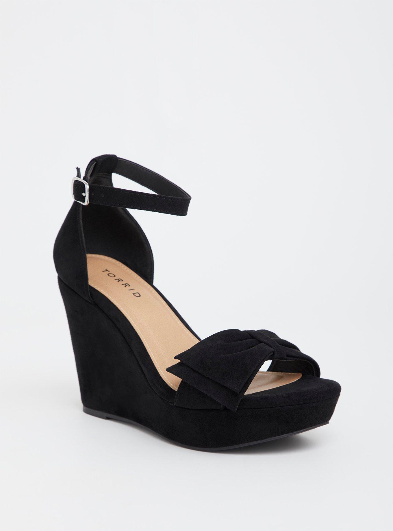 Wide width black store wedge sandals