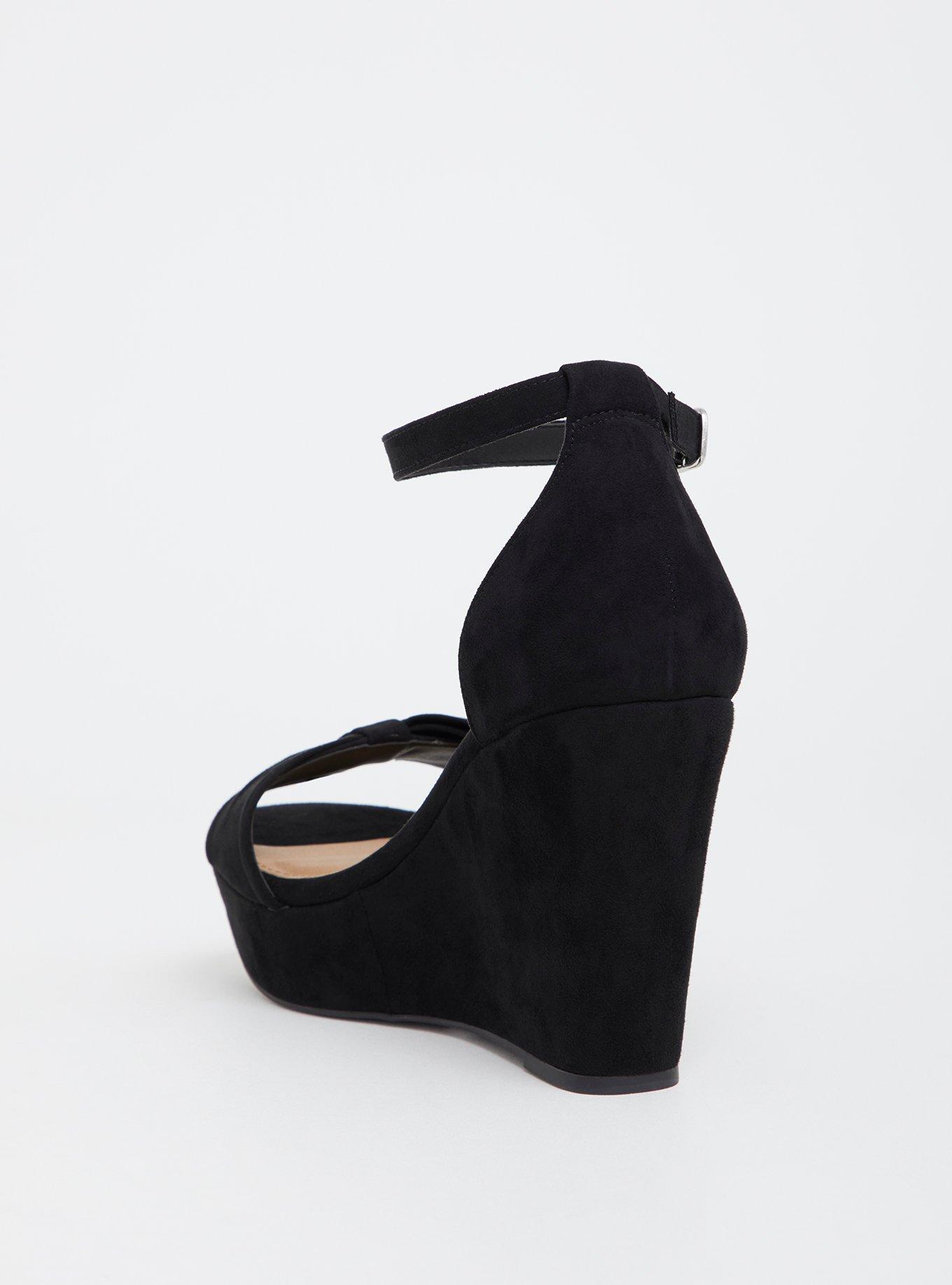 Black suede wedge heels hotsell