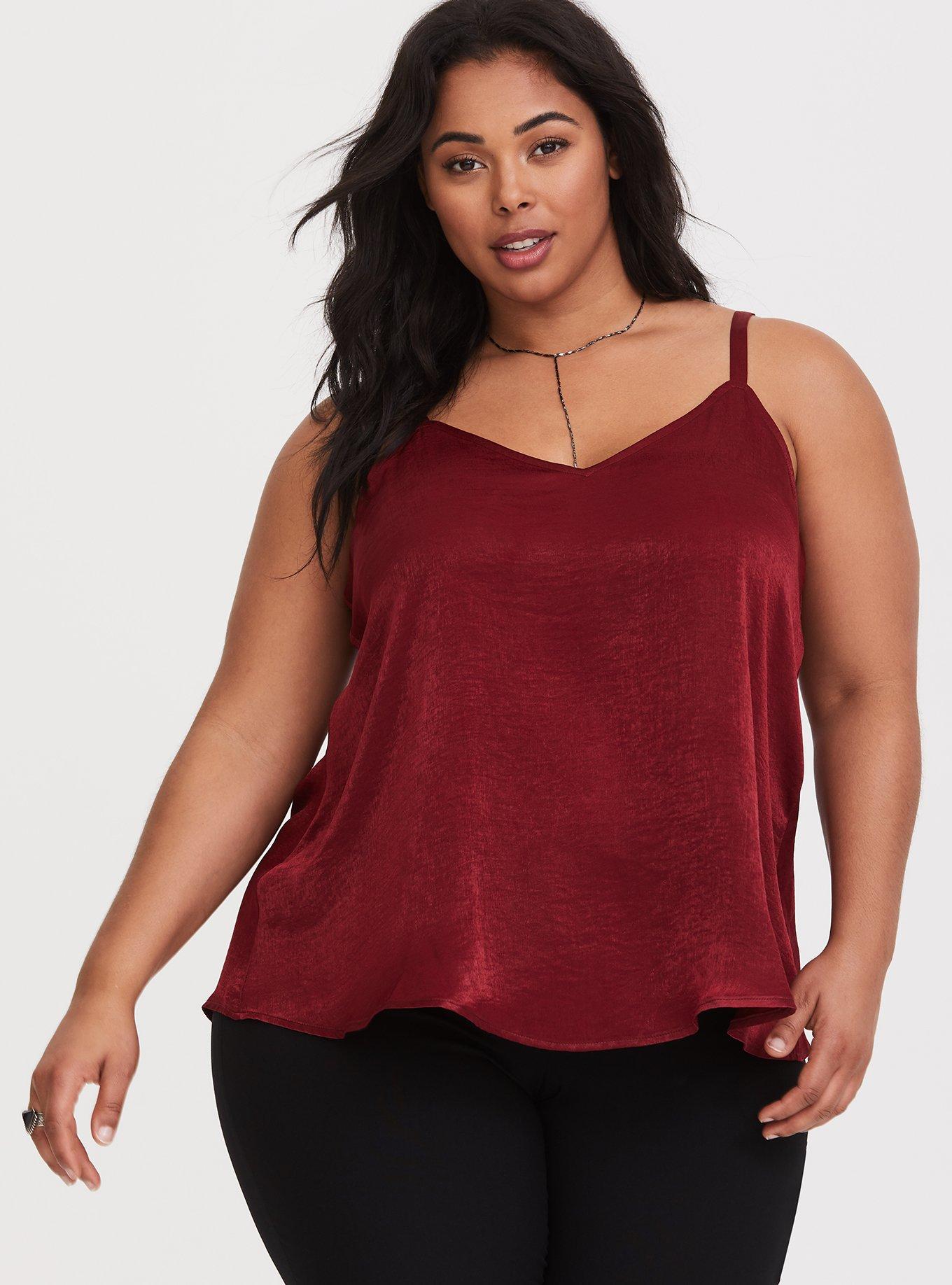 Satin camisole tops plus sizes online