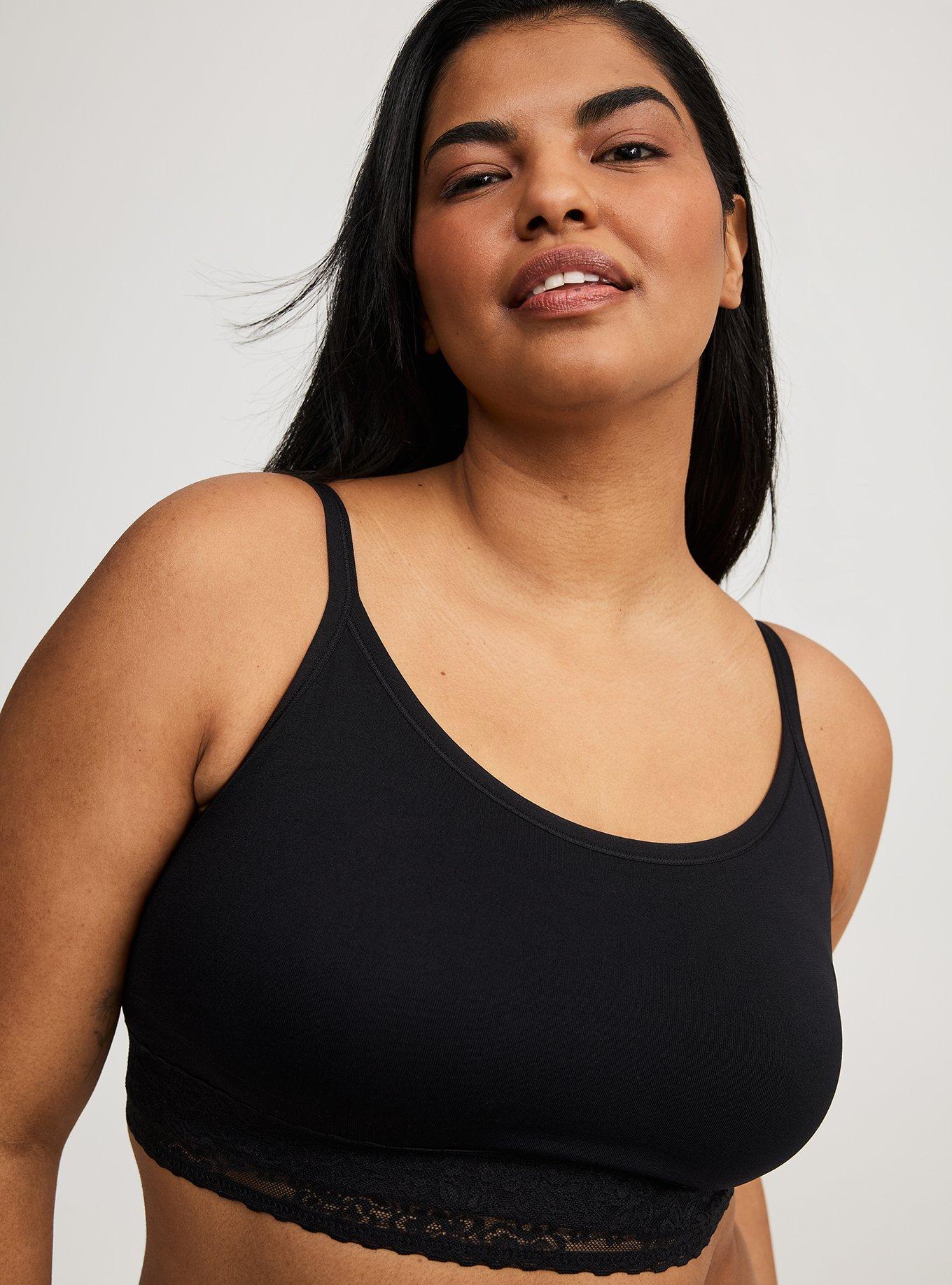 Yours Curve Black Seamless Longline Padded Bralette Top