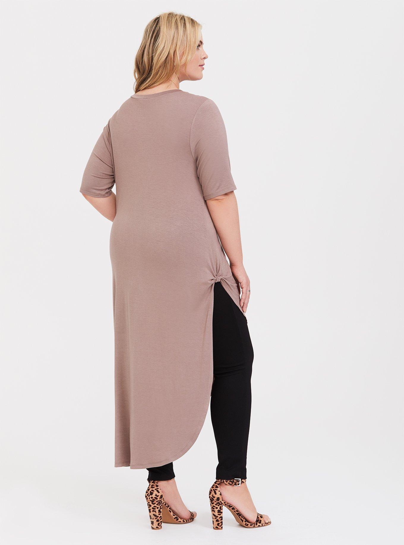 Plus Size - Super Soft Crew Knotted Asymmetrical Tunic Tee - Torrid