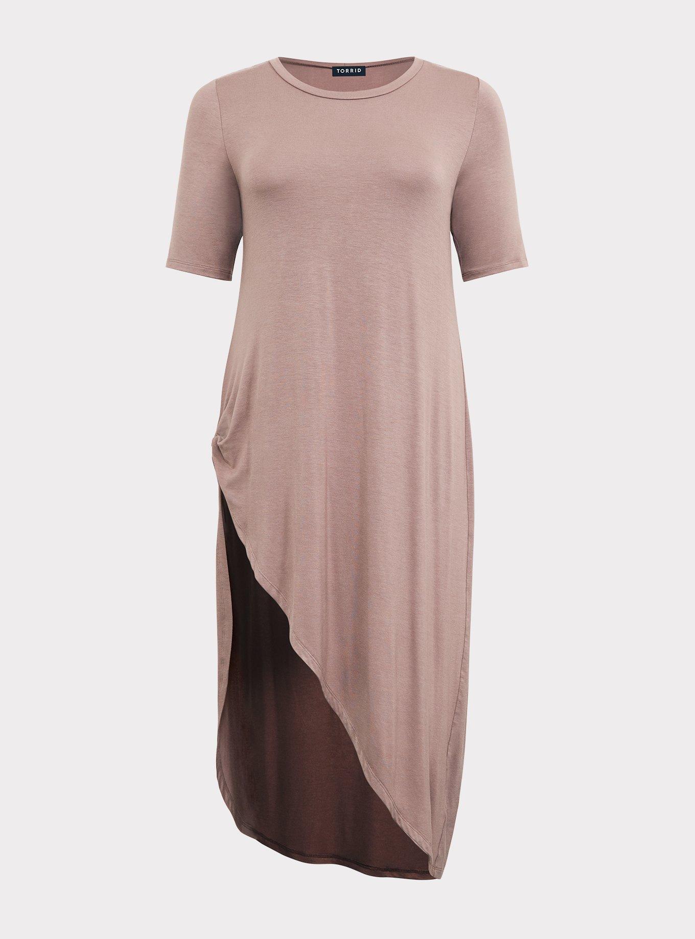 Plus Size - Super Soft Crew Knotted Asymmetrical Tunic Tee - Torrid