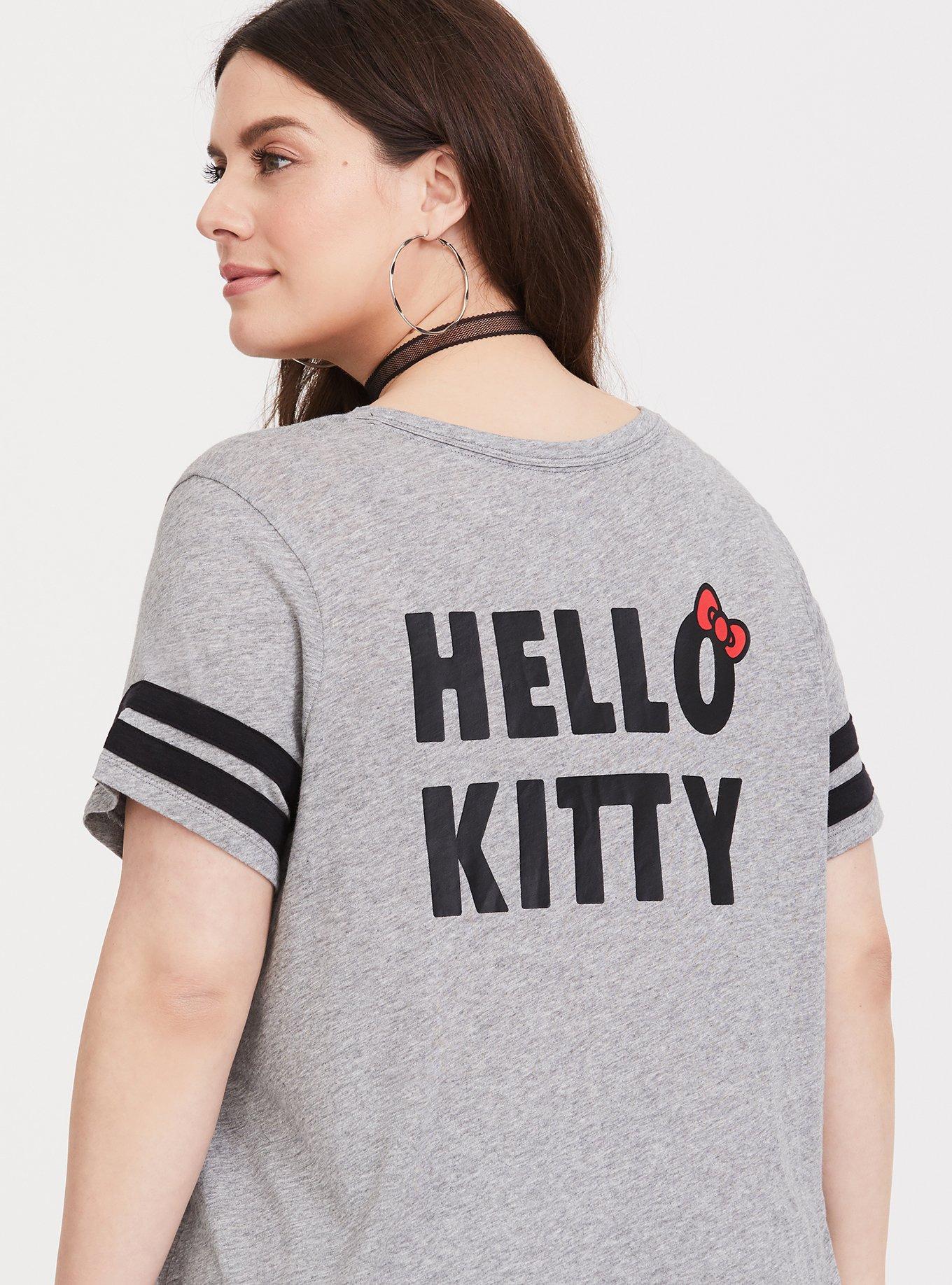 Sanrio Hello Kitty Grey Varsity Tee, HEATHER GREY, alternate
