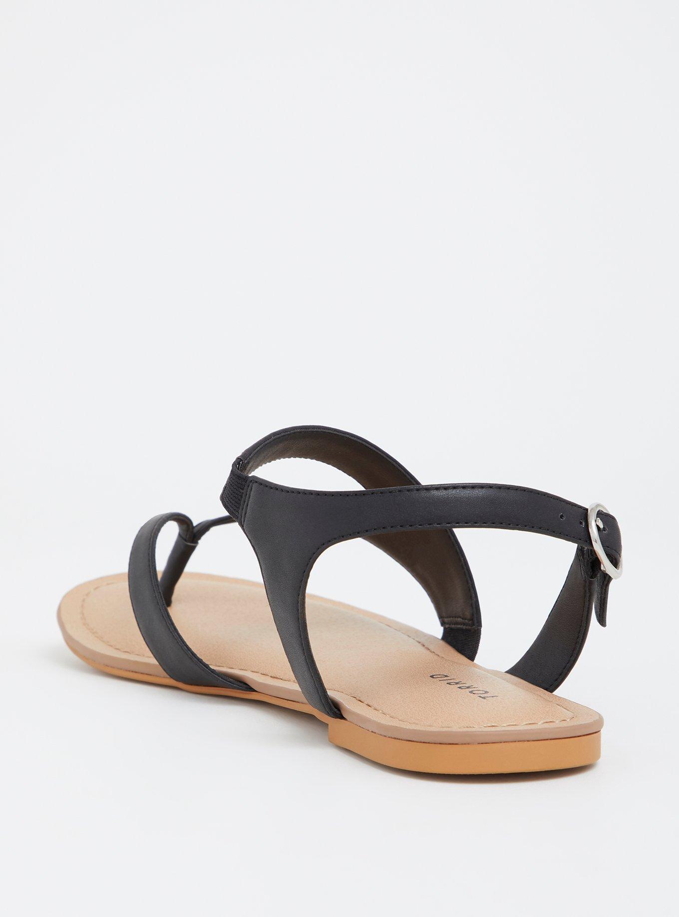 Plus Size - Black Strappy Sandal (Wide Width) - Torrid