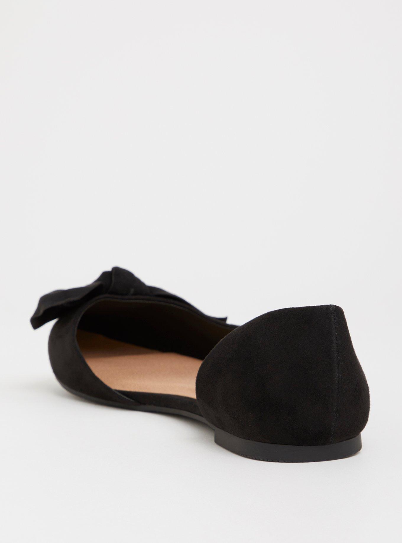 Bow Pointed Toe Flat (WW), BLACK FAUX SUEDE, alternate