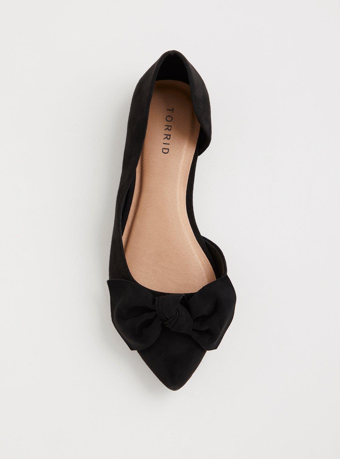Bow Pointed Toe Flat (WW), BLACK FAUX SUEDE, alternate