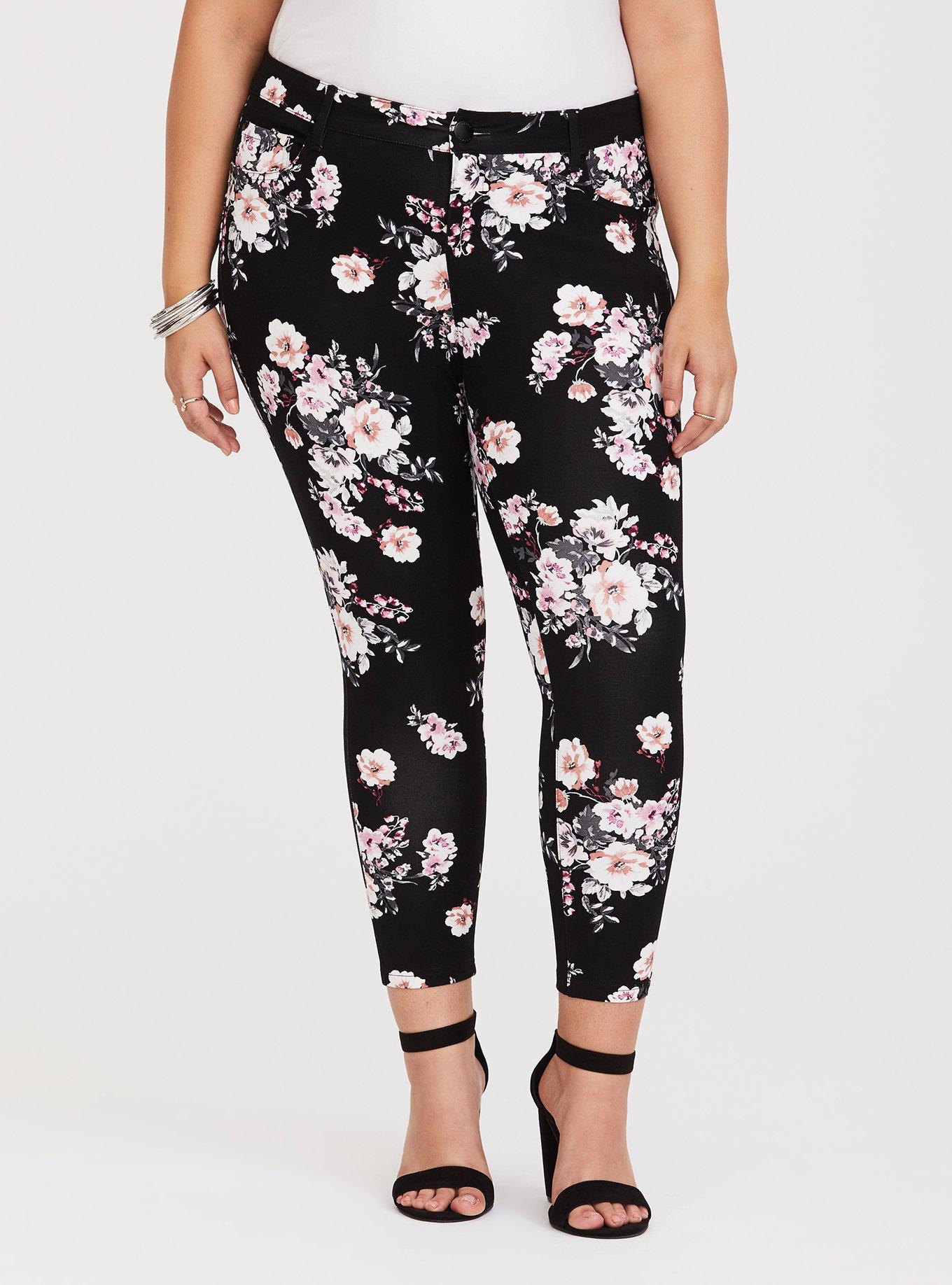 Plus Size - Cropped Skinny Pant - Floral Ponte - Torrid