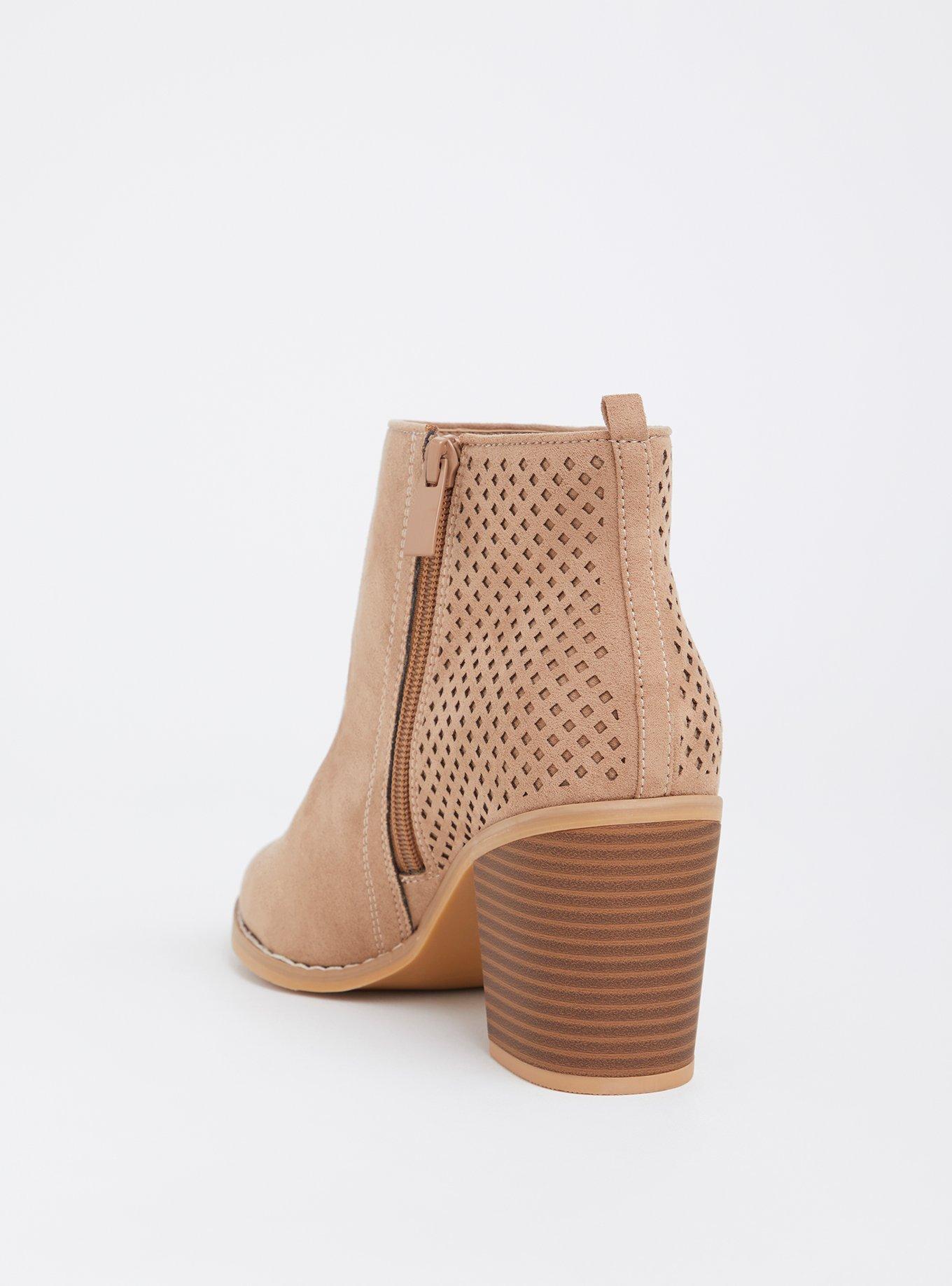 Plus Size Natural Perforated Stacked Bootie (Wide Width), NUDE, alternate