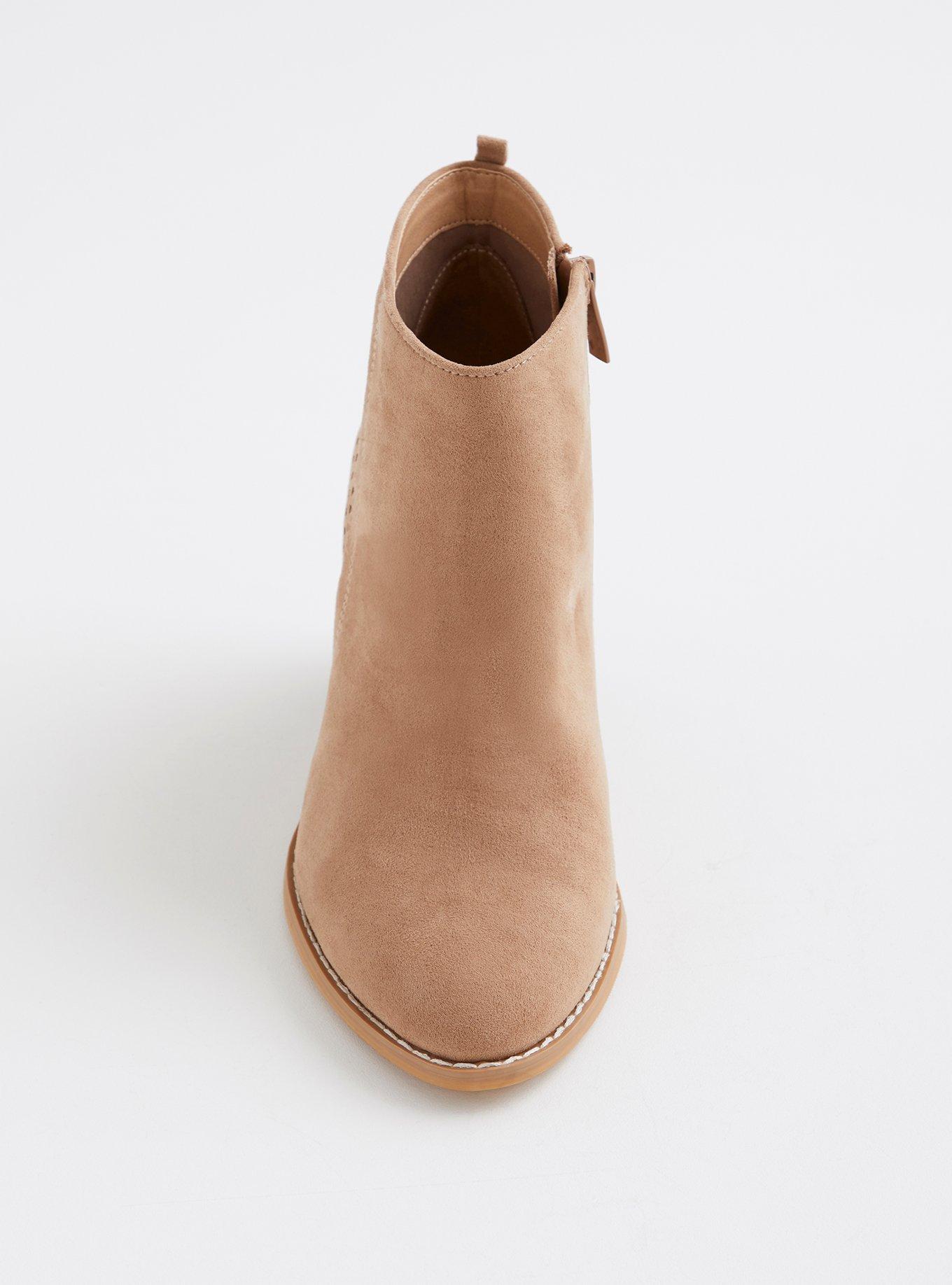 Plus Size Natural Perforated Stacked Bootie (Wide Width), NUDE, alternate