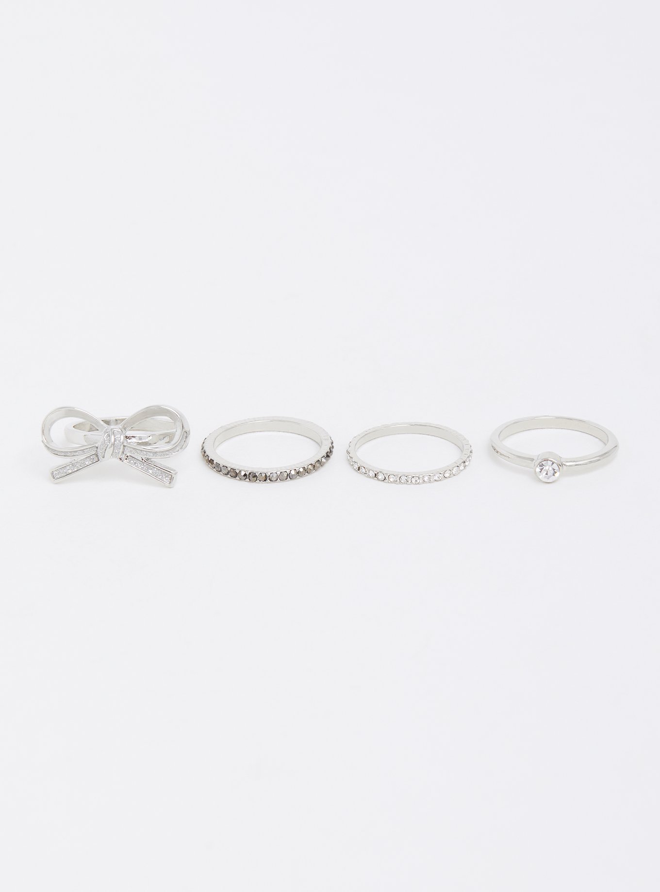 Plus Size - Silver-tone Stackable Bow Rings - Set of 4 - Torrid