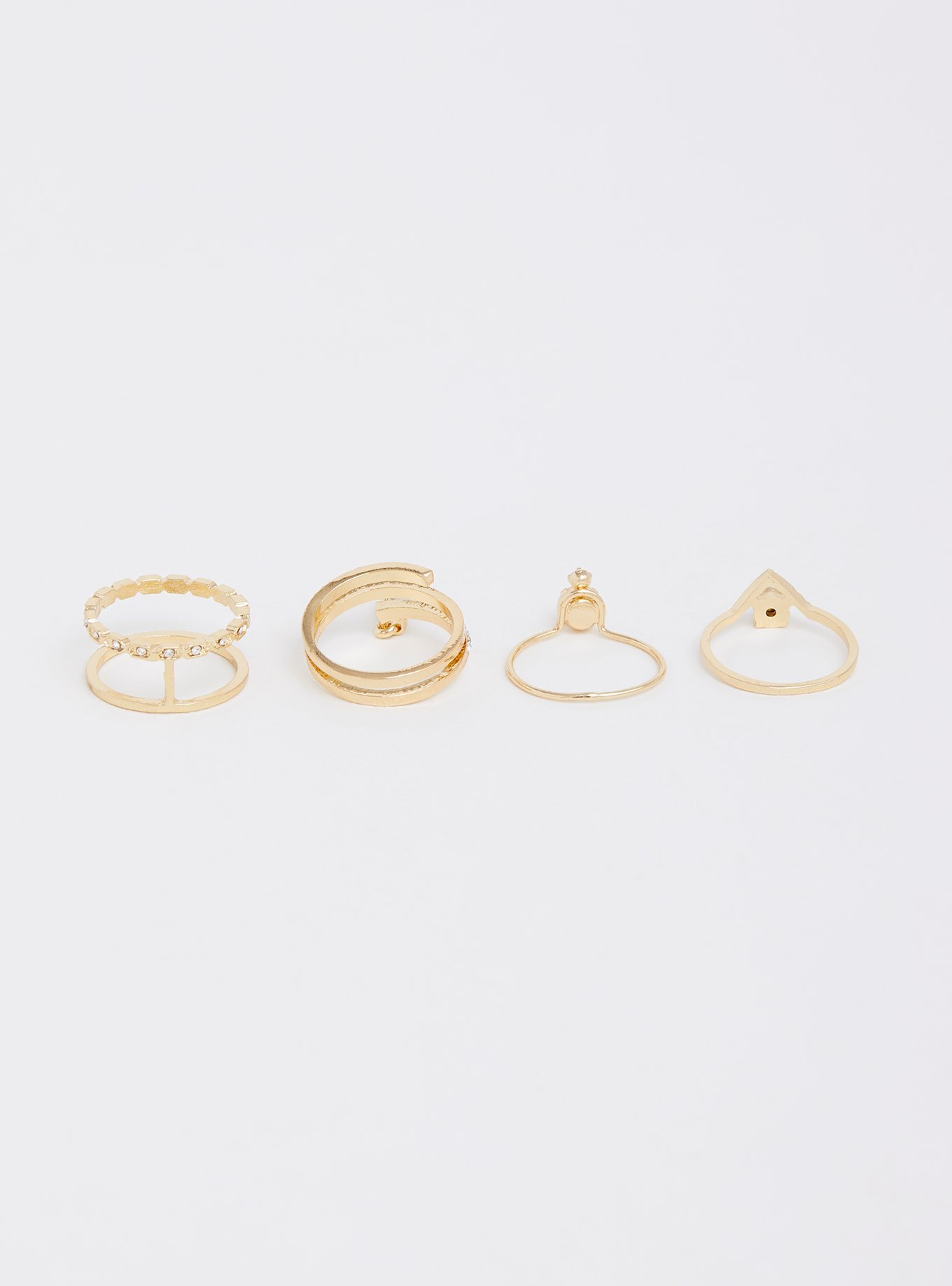 Plus Size - Gold-tone Rhinestone Ring - Set of 4 - Torrid
