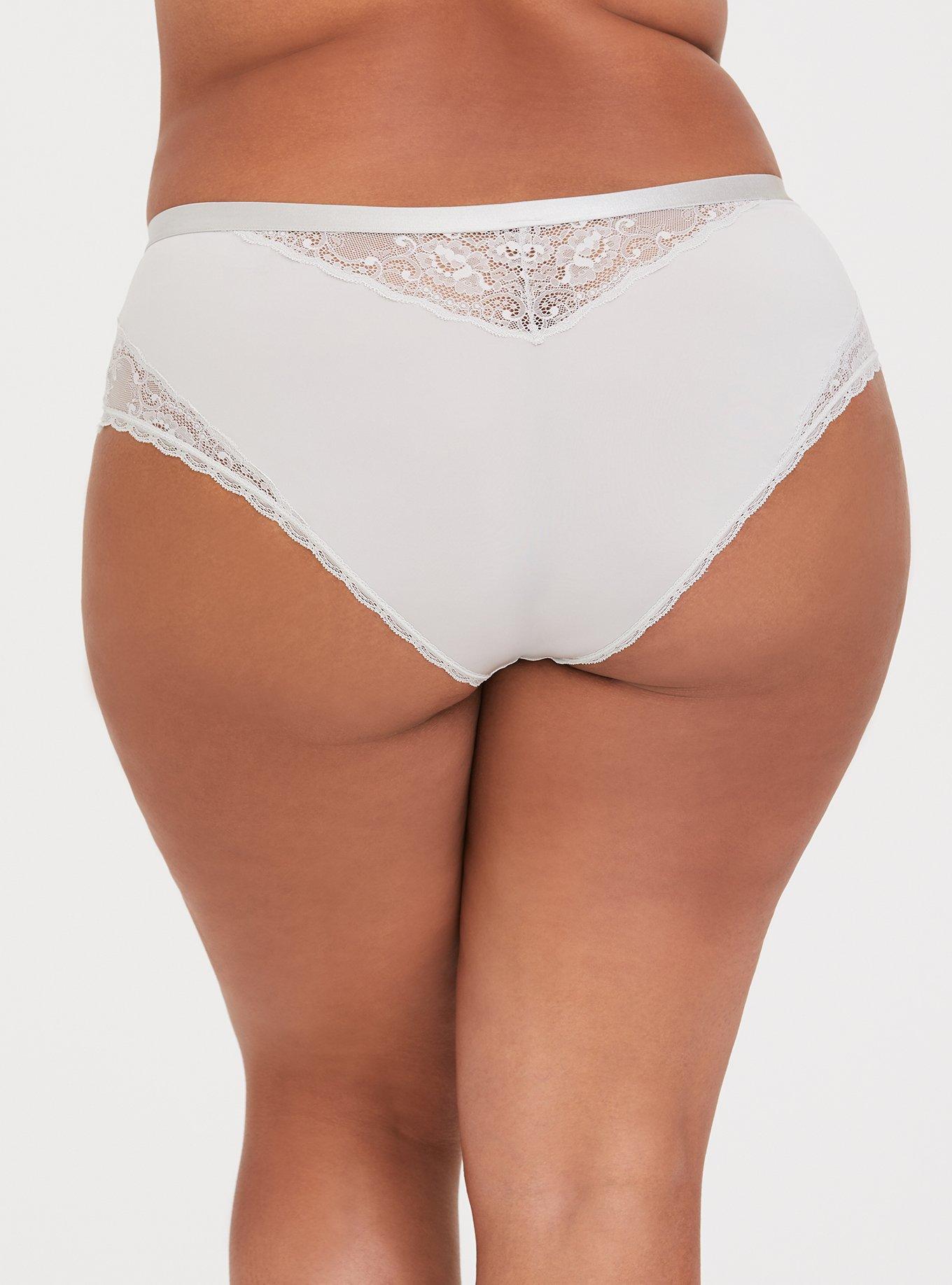 Plus Size - Microfiber And Lace Mid-Rise Cheeky Panty - Torrid
