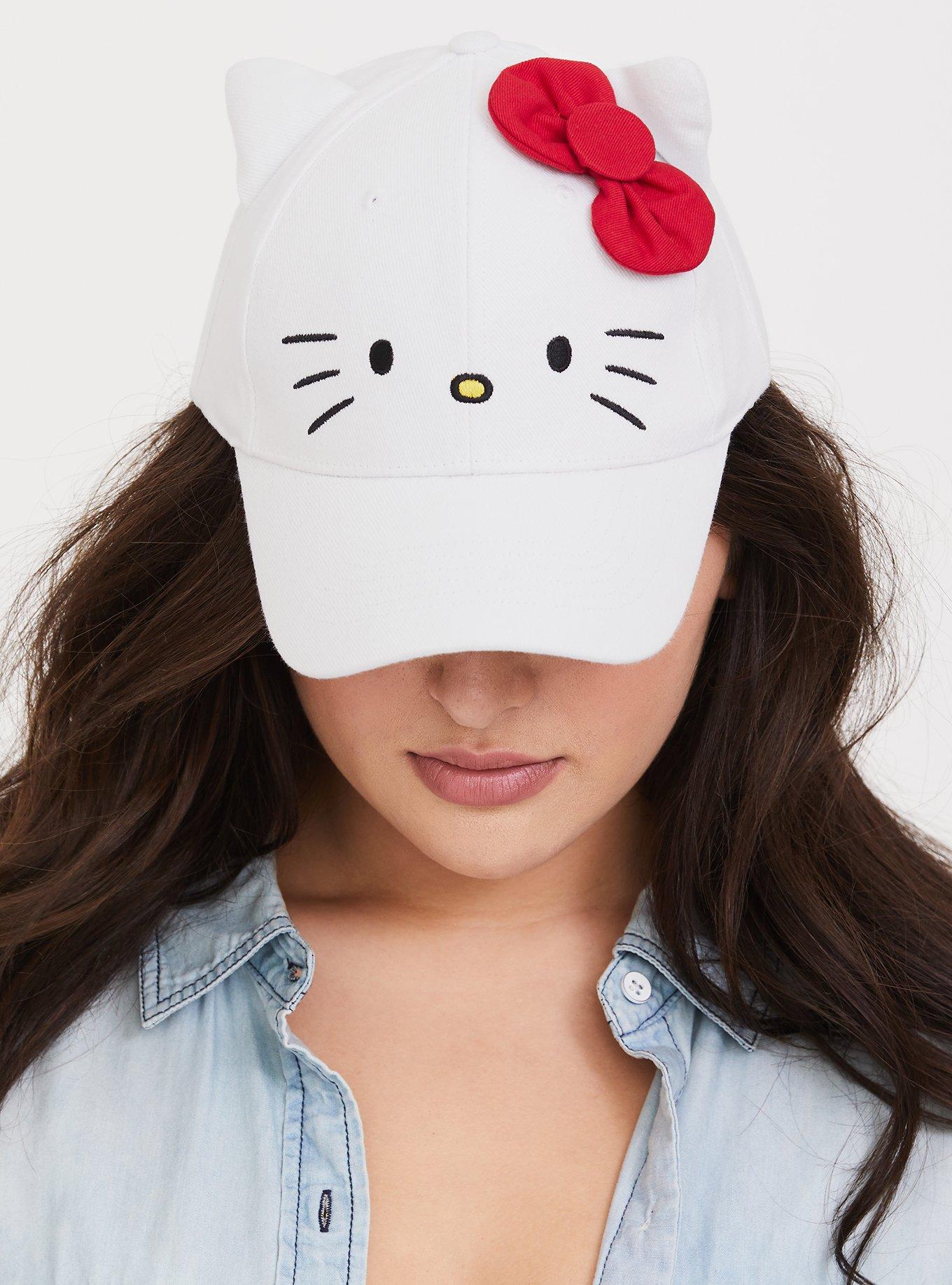 Plus Size Hello Kitty White Baseball Cap, , hi-res