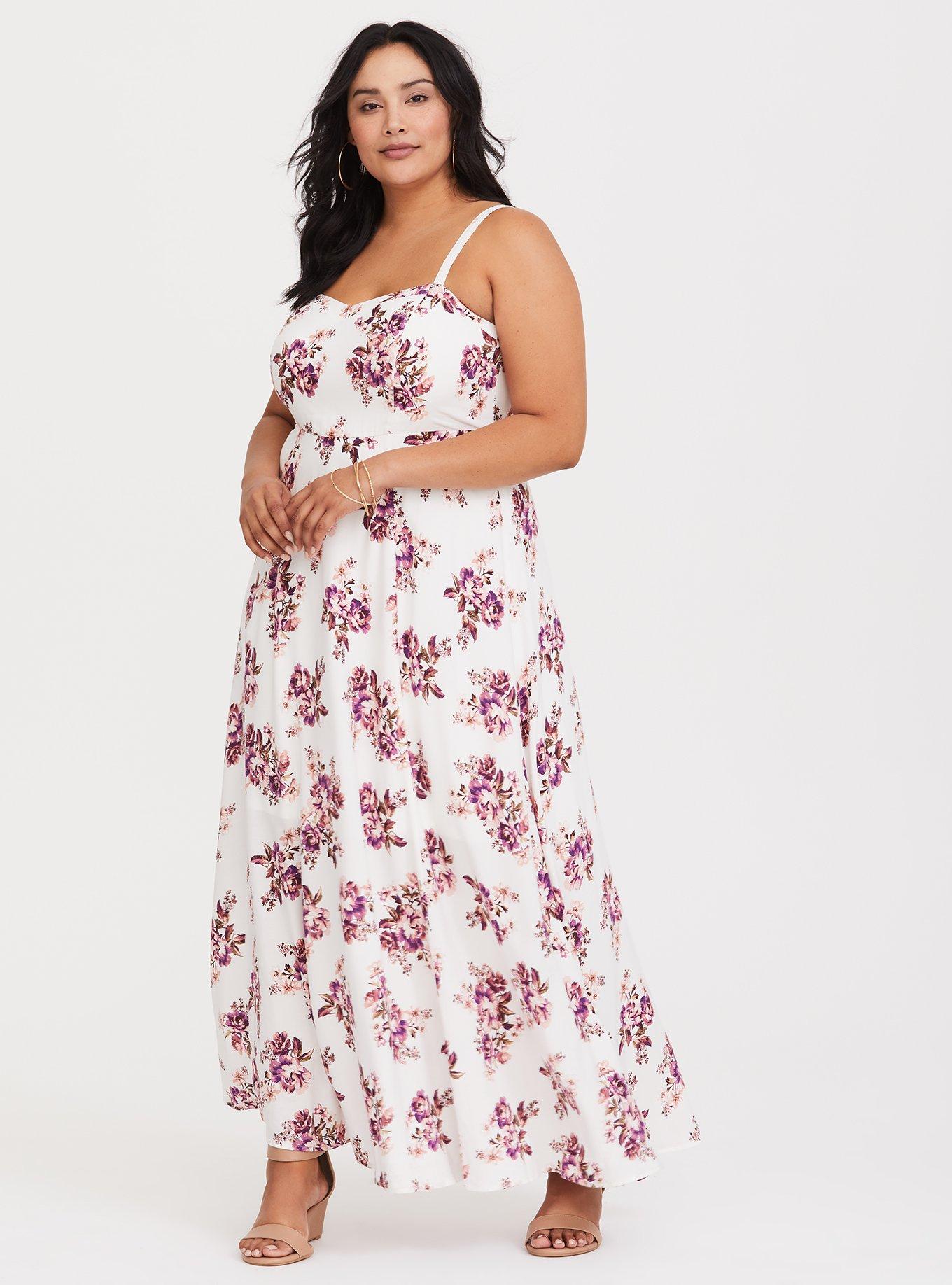 Ivory Floral Print Challis Maxi Dress, , hi-res