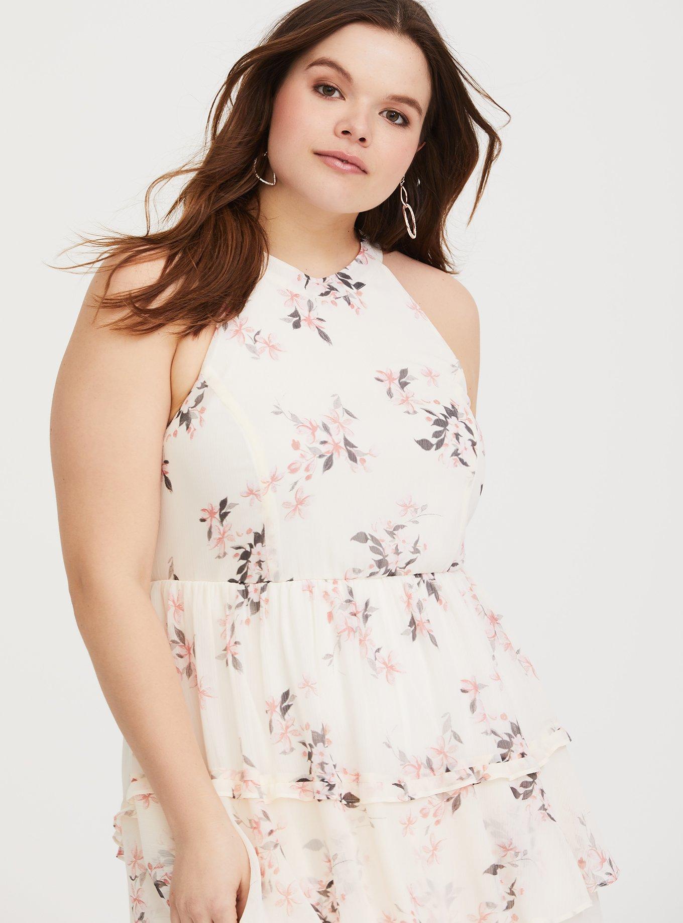 Floral Chiffon Tiered Dress - Pretty Little Things