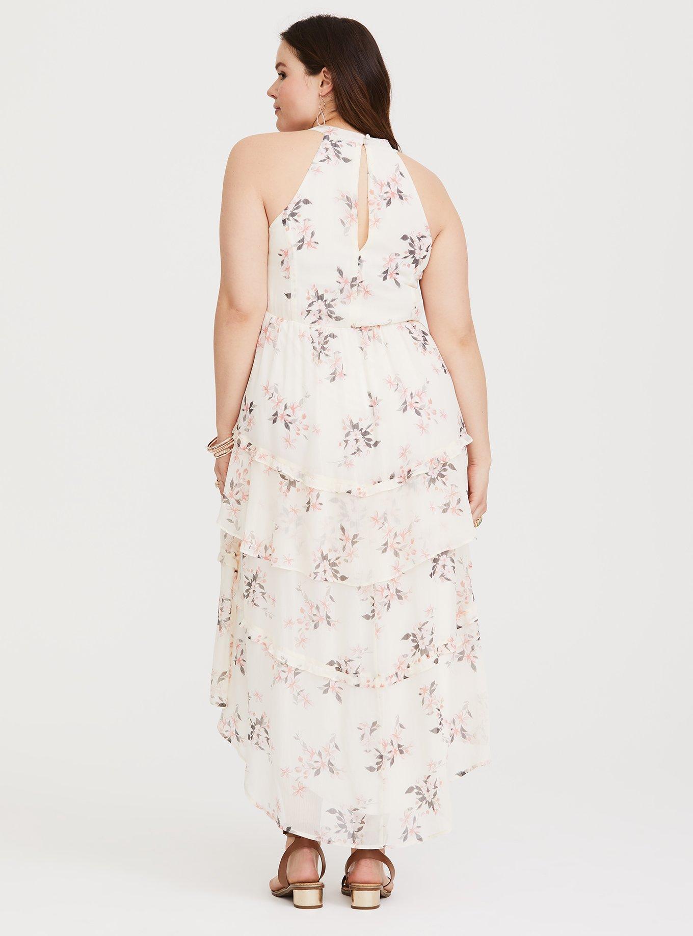 Plus Size - White Floral Tiered Chiffon Maxi Dress - Torrid