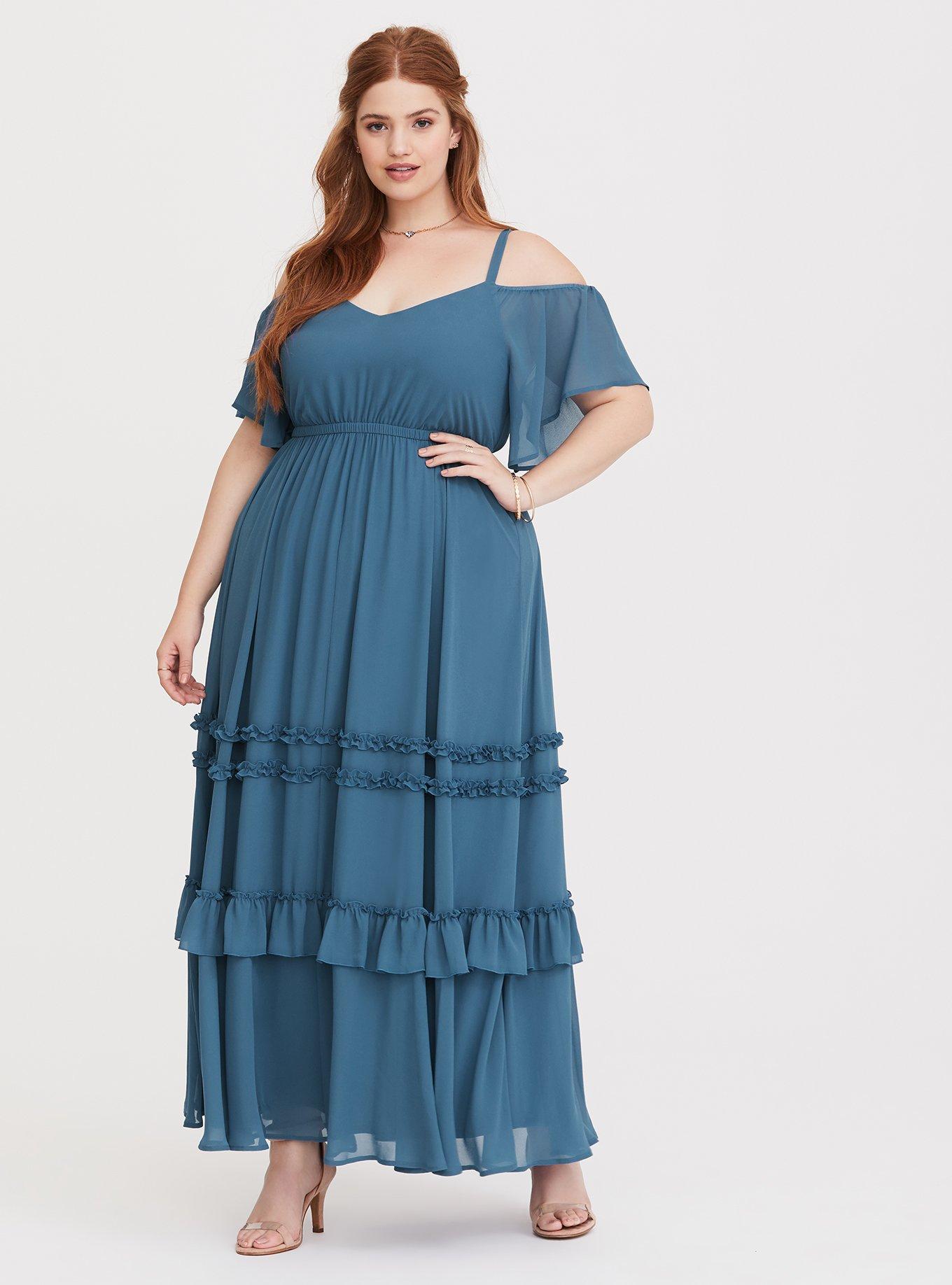 Torrid blue chiffon dress sale