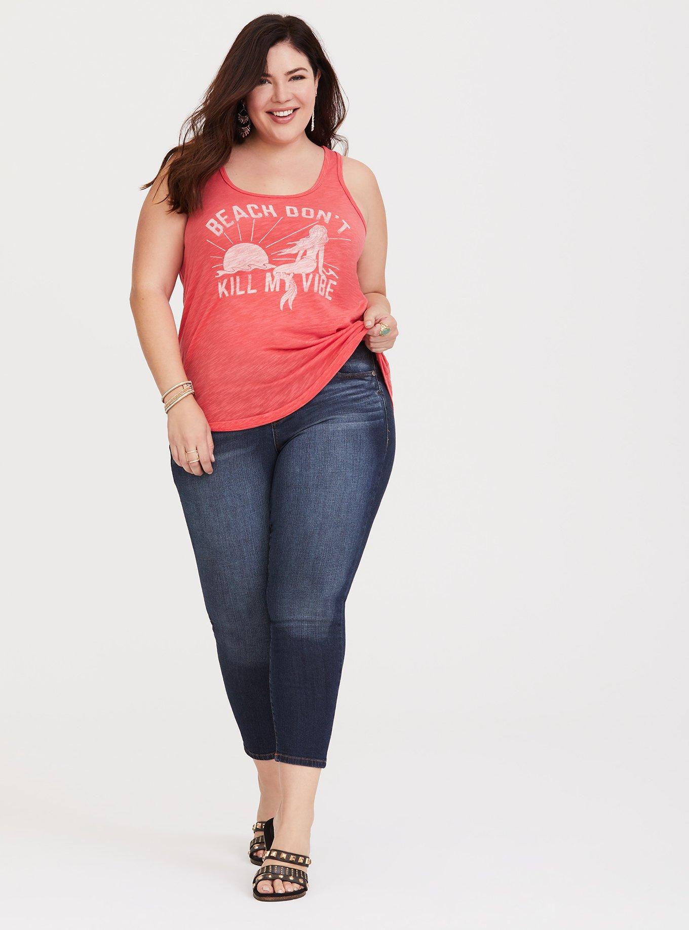 Plus Size Coral Beach Vibes Classic Fit Tank, NONEC, alternate