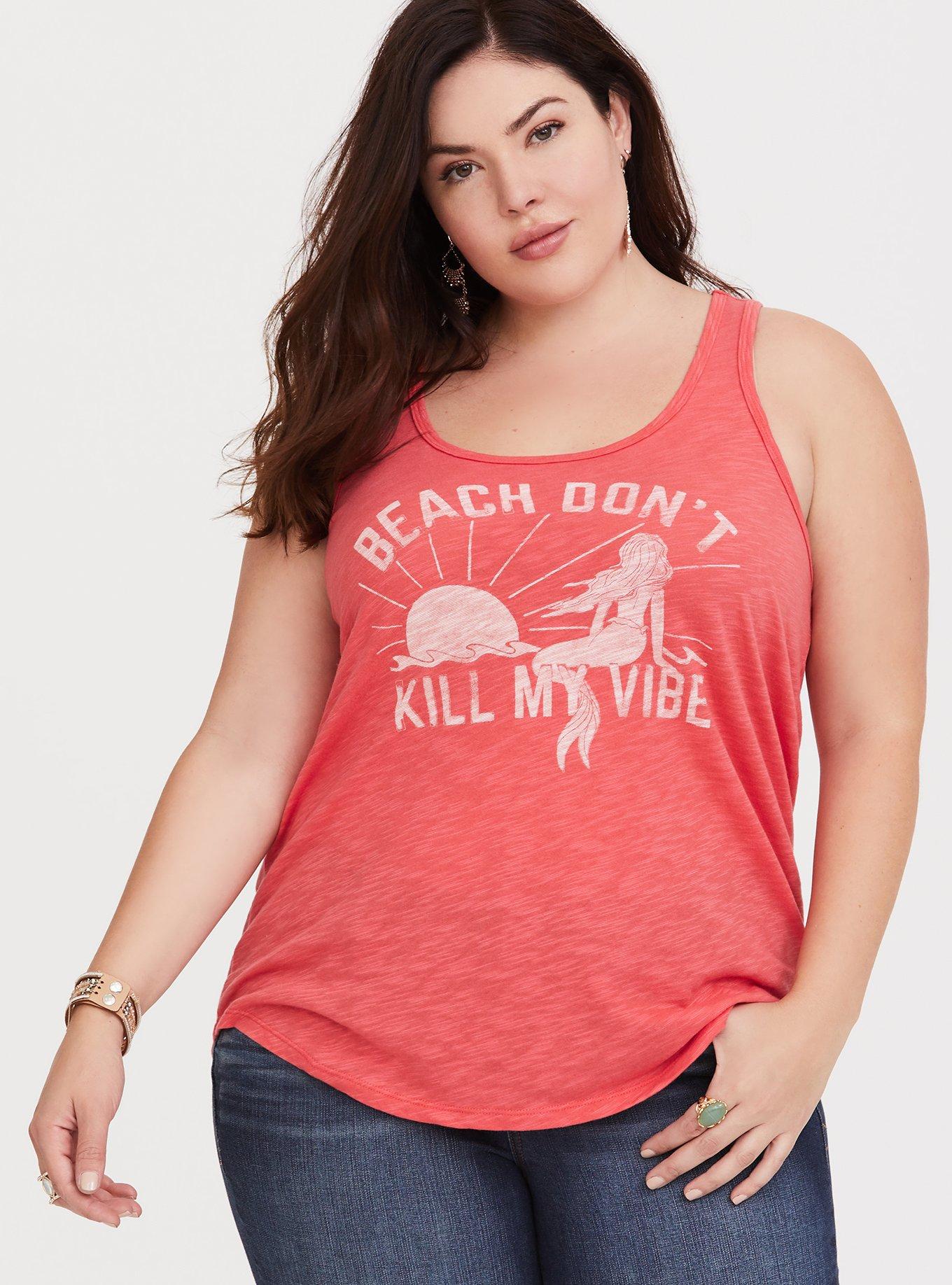 Plus Size Coral Beach Vibes Classic Fit Tank, NONEC, alternate