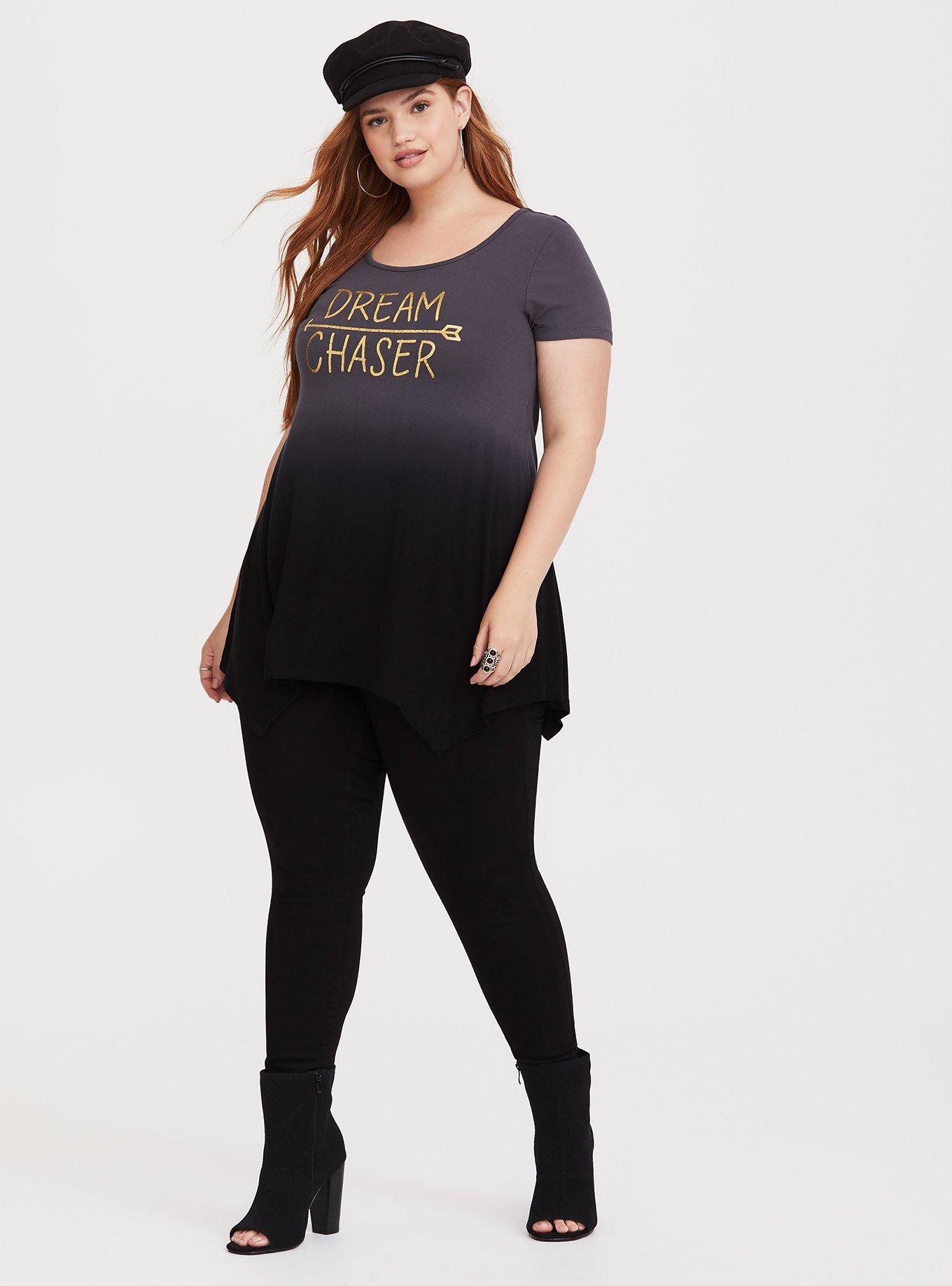 Plus Size Super Soft Dip Dye Dream Sharkbite Tee, NONEC, alternate