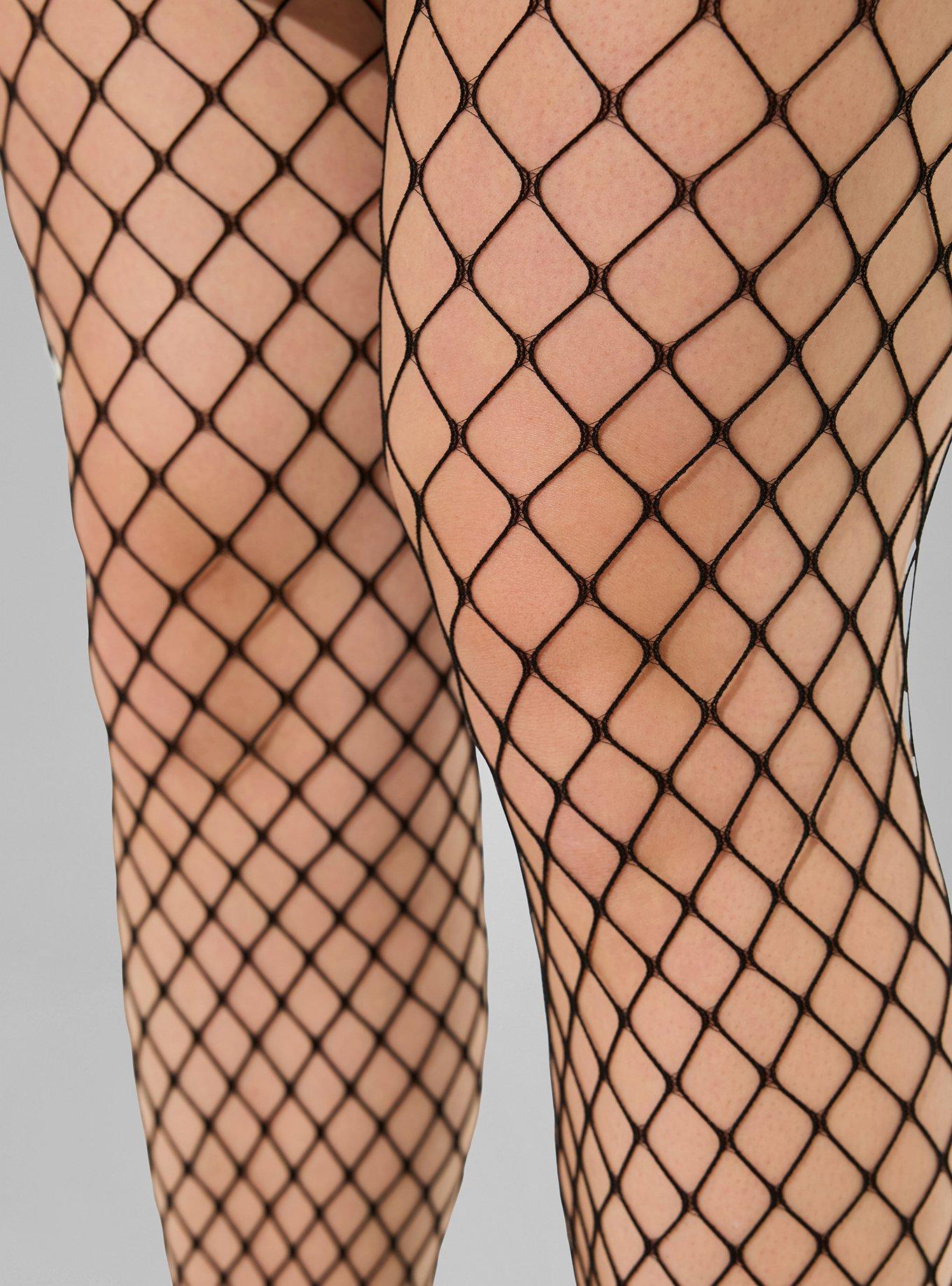 NWT $42 SPANX Size A MICRO FISHNET MID-THIGH SHAPING TIGHTS Black