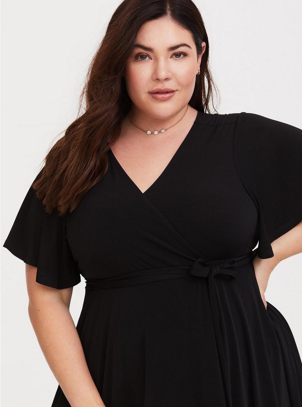 Ahlaray Plus Size Black Dress Short Sleeve Faux Wrap V Neck Casual Midi  Dress with Pockets, Large at  Women's Clothing store