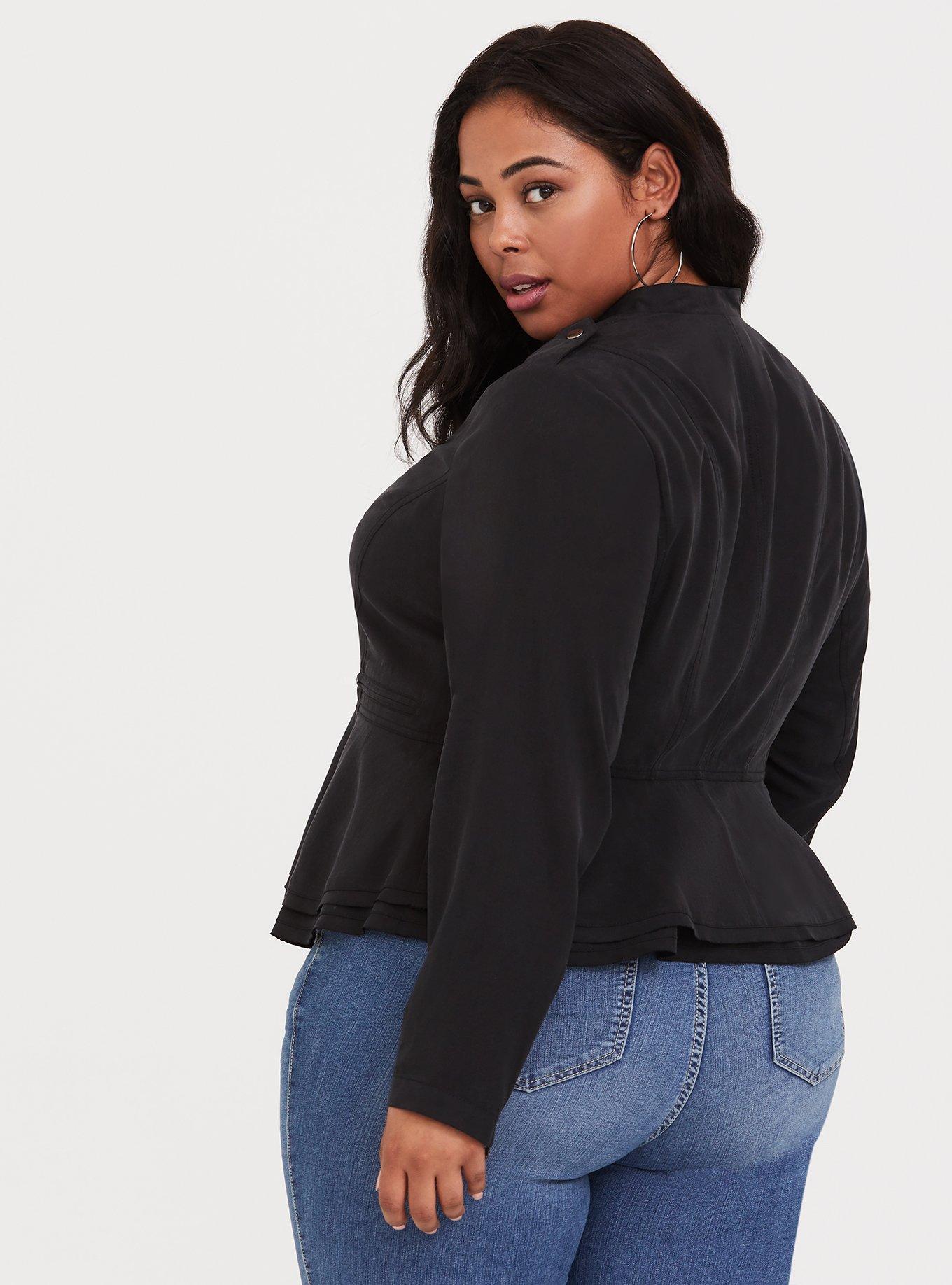 Black denim shop peplum jacket