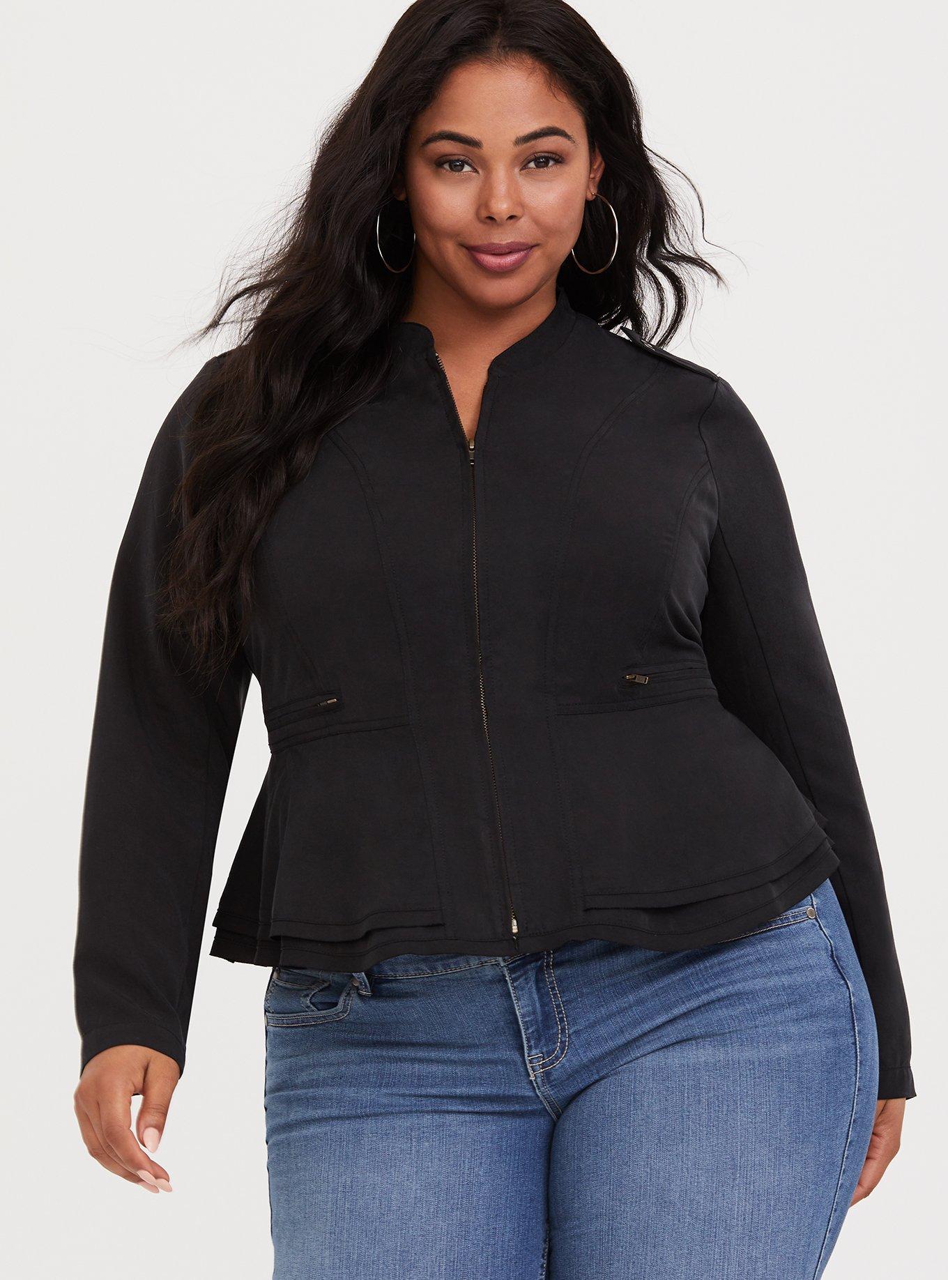 Plus size peplum shop coat