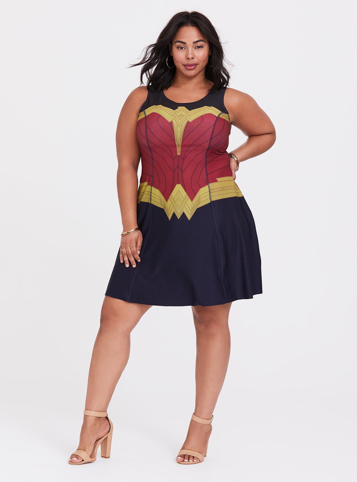 Plus Size - Her Universe DC Comics Wonder Woman Reversible Skater Dress -  Torrid