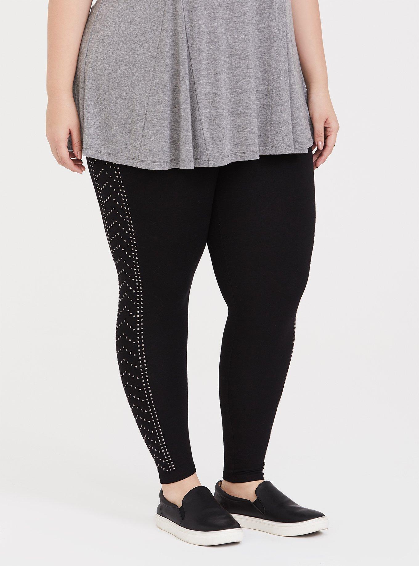 Plus Size Black Side Studded Legging Torrid