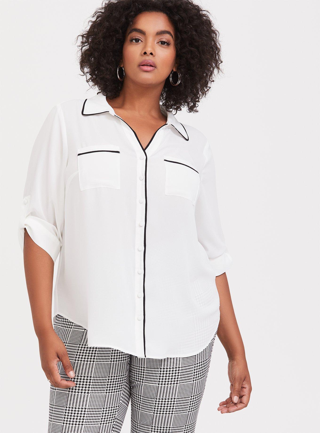 Plus Size Georgette Button Down Pullover Blouse Torrid