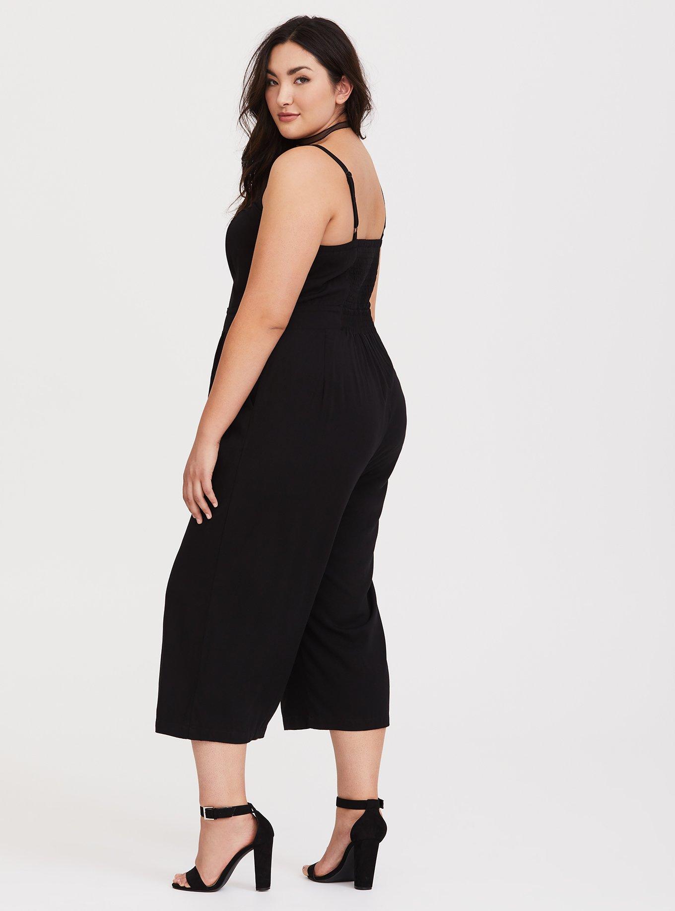 Challis Culotte Jumpsuit, BLACK, alternate