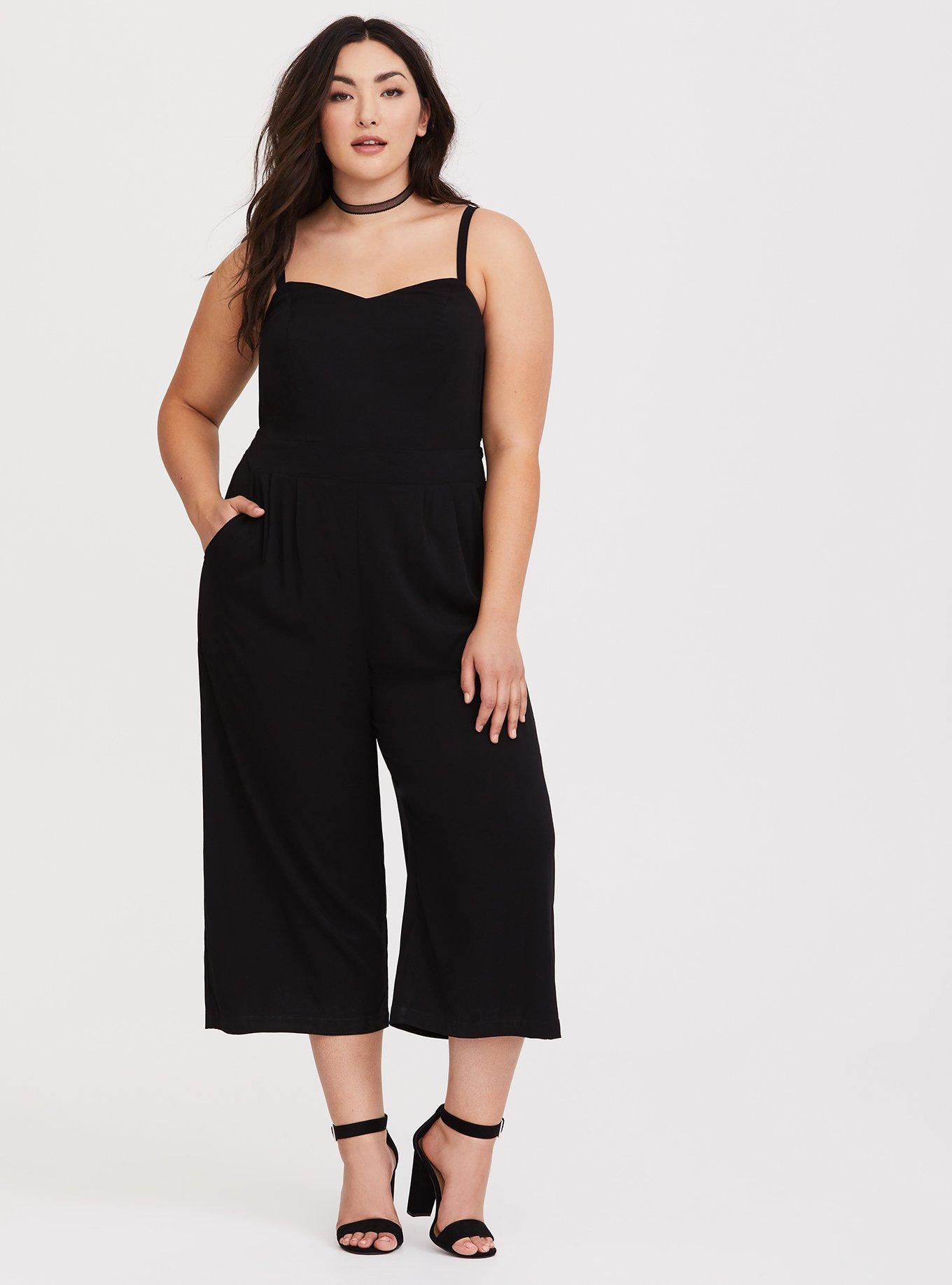 Challis Culotte Jumpsuit, BLACK, hi-res