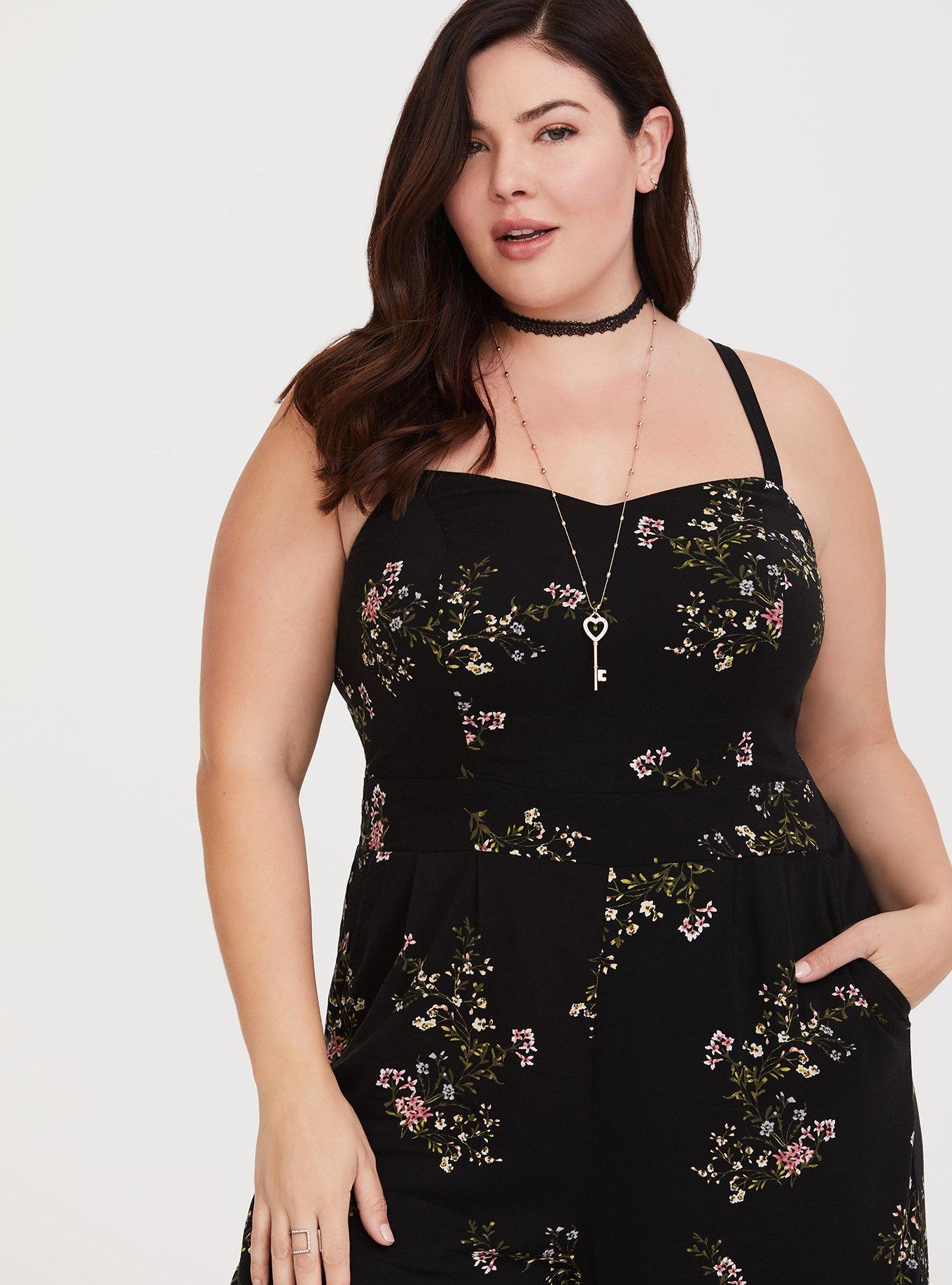 Challis Culotte Jumpsuit, BLACK FLORAL, alternate