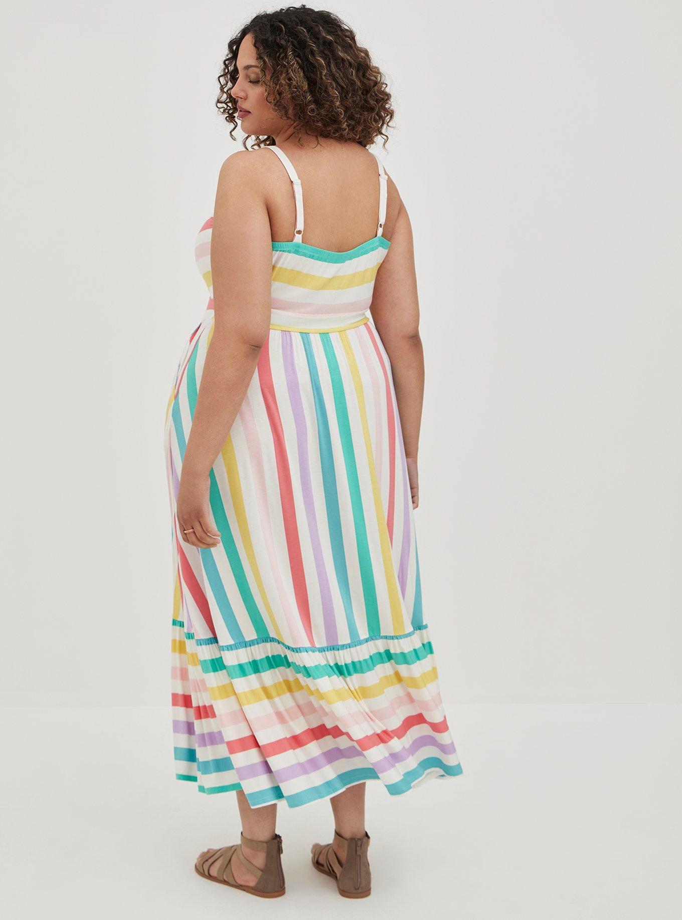 Maxi Super Soft Tiered Dress, MULTI STRIPE, alternate