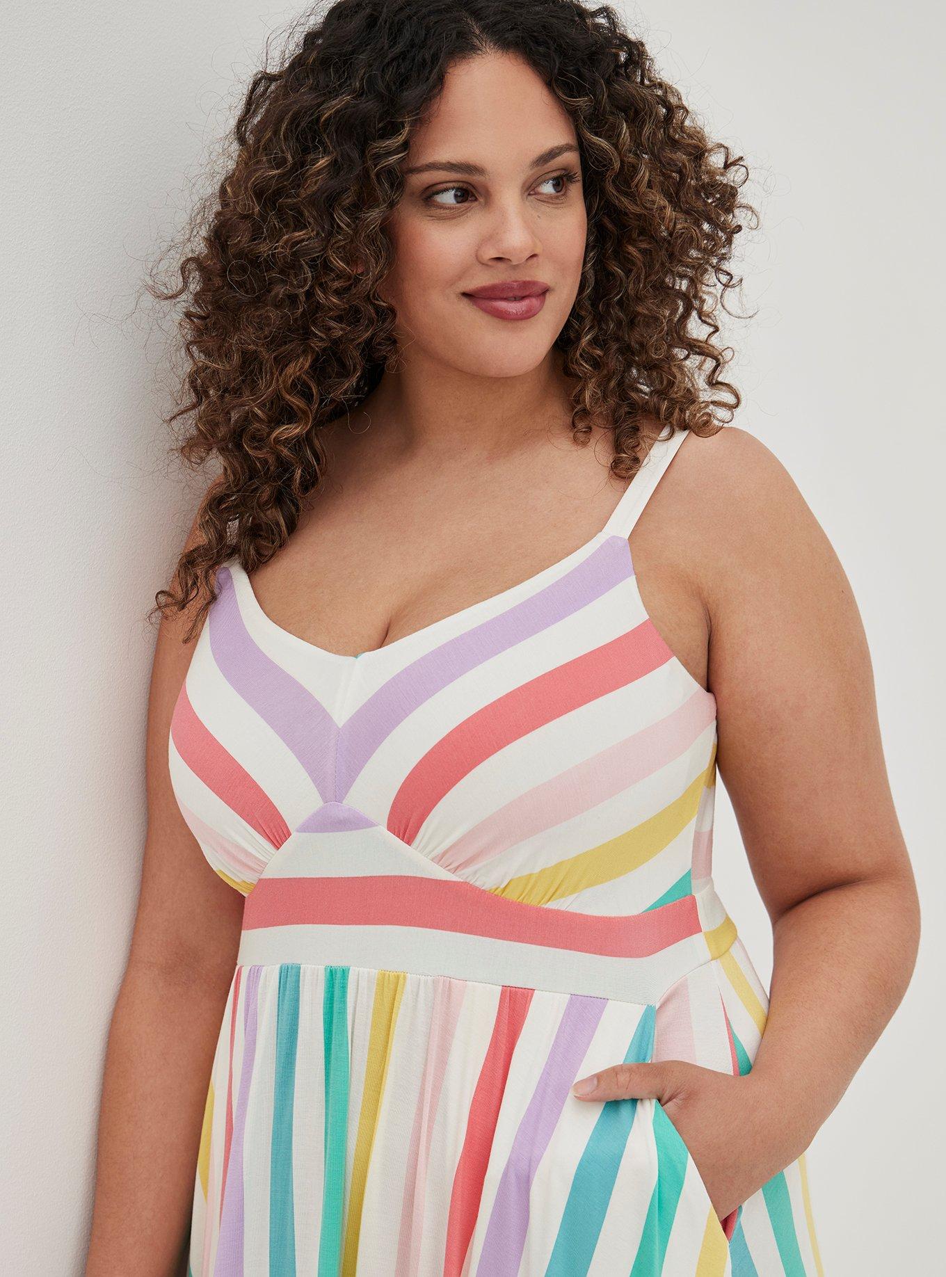Maxi Super Soft Tiered Dress, MULTI STRIPE, alternate