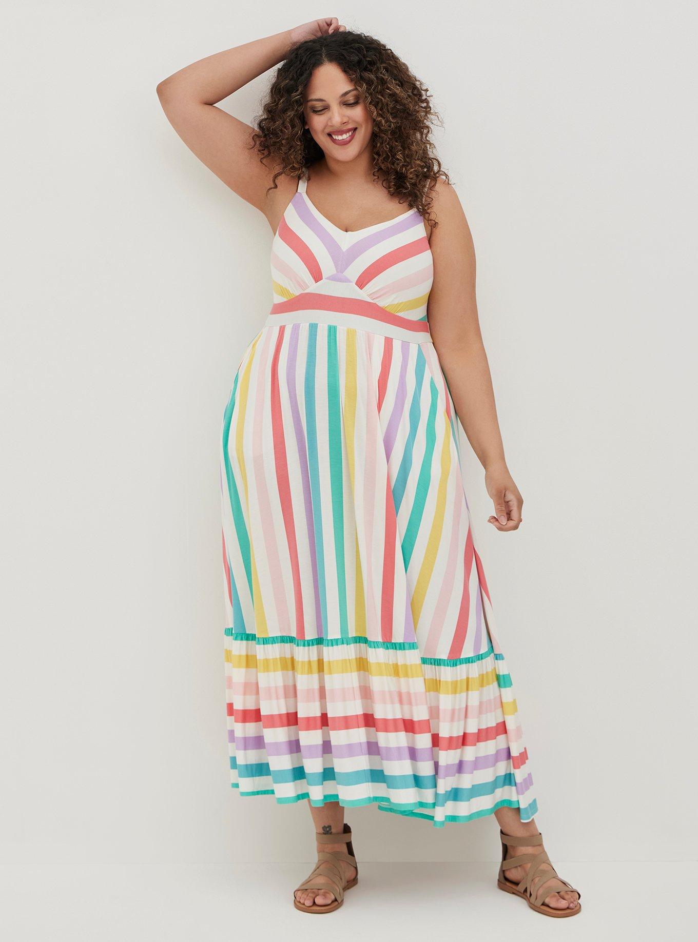 Maxi Super Soft Tiered Dress, MULTI STRIPE, alternate