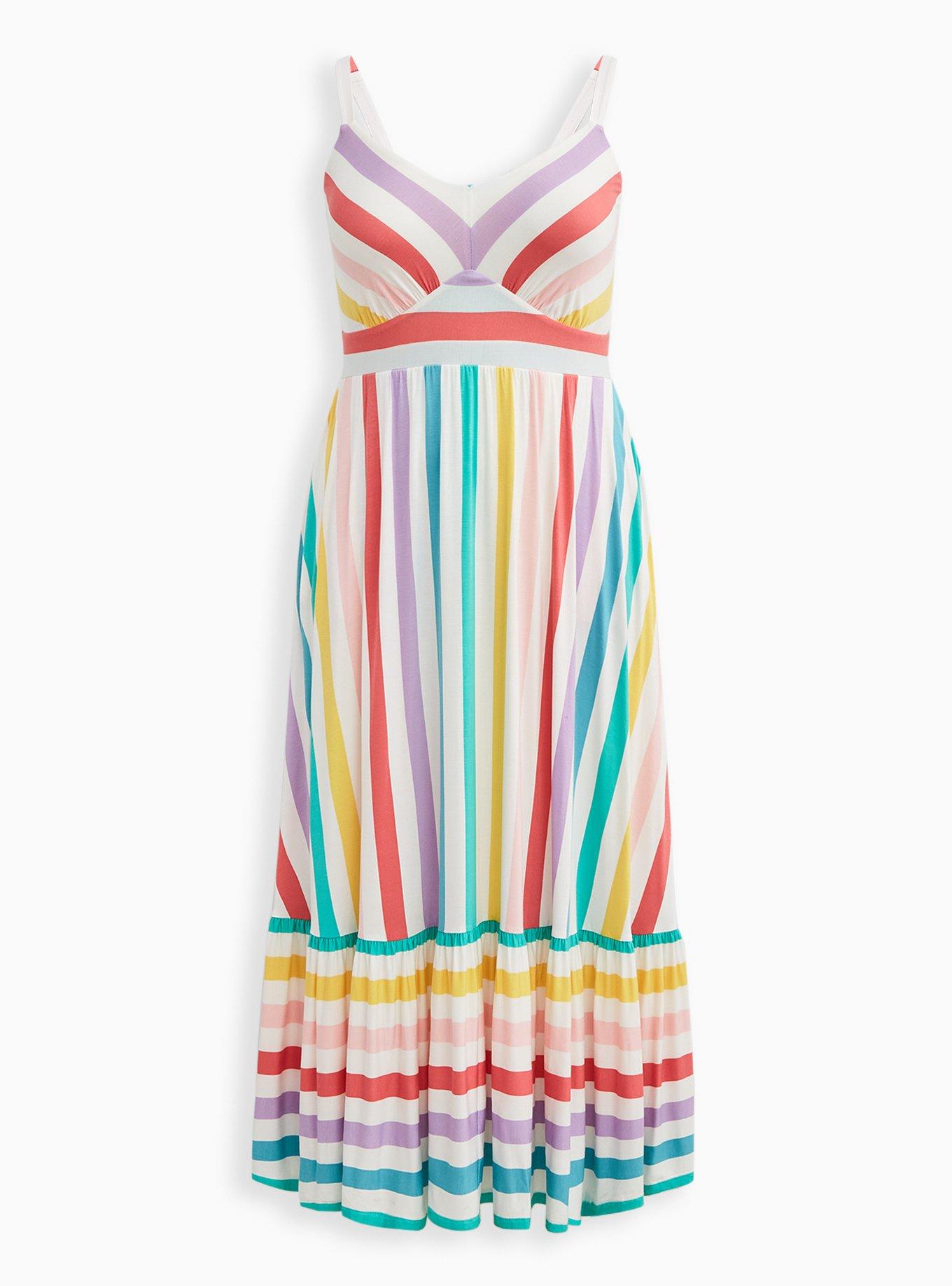 Maxi Super Soft Tiered Dress, MULTI STRIPE, hi-res