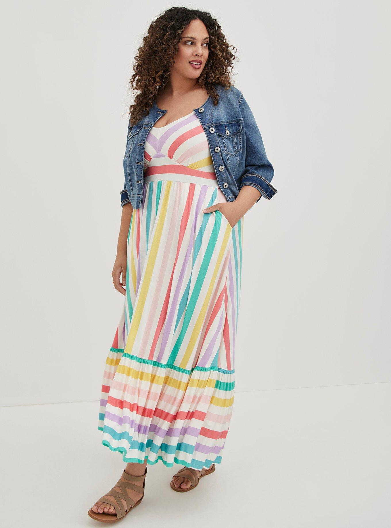 Maxi Super Soft Tiered Dress, MULTI STRIPE, hi-res