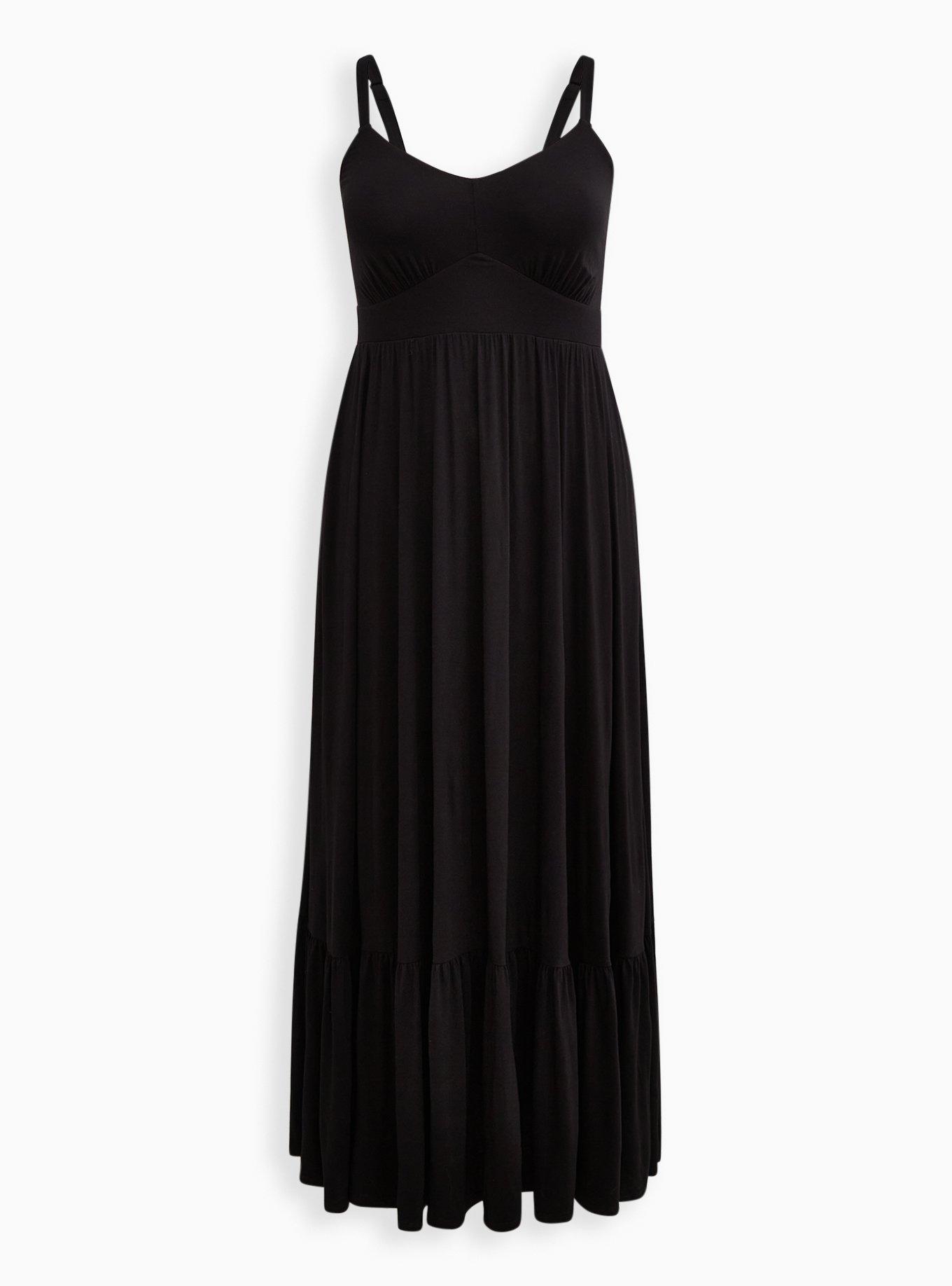 Maxi Super Soft Tiered Dress, BLACK, hi-res
