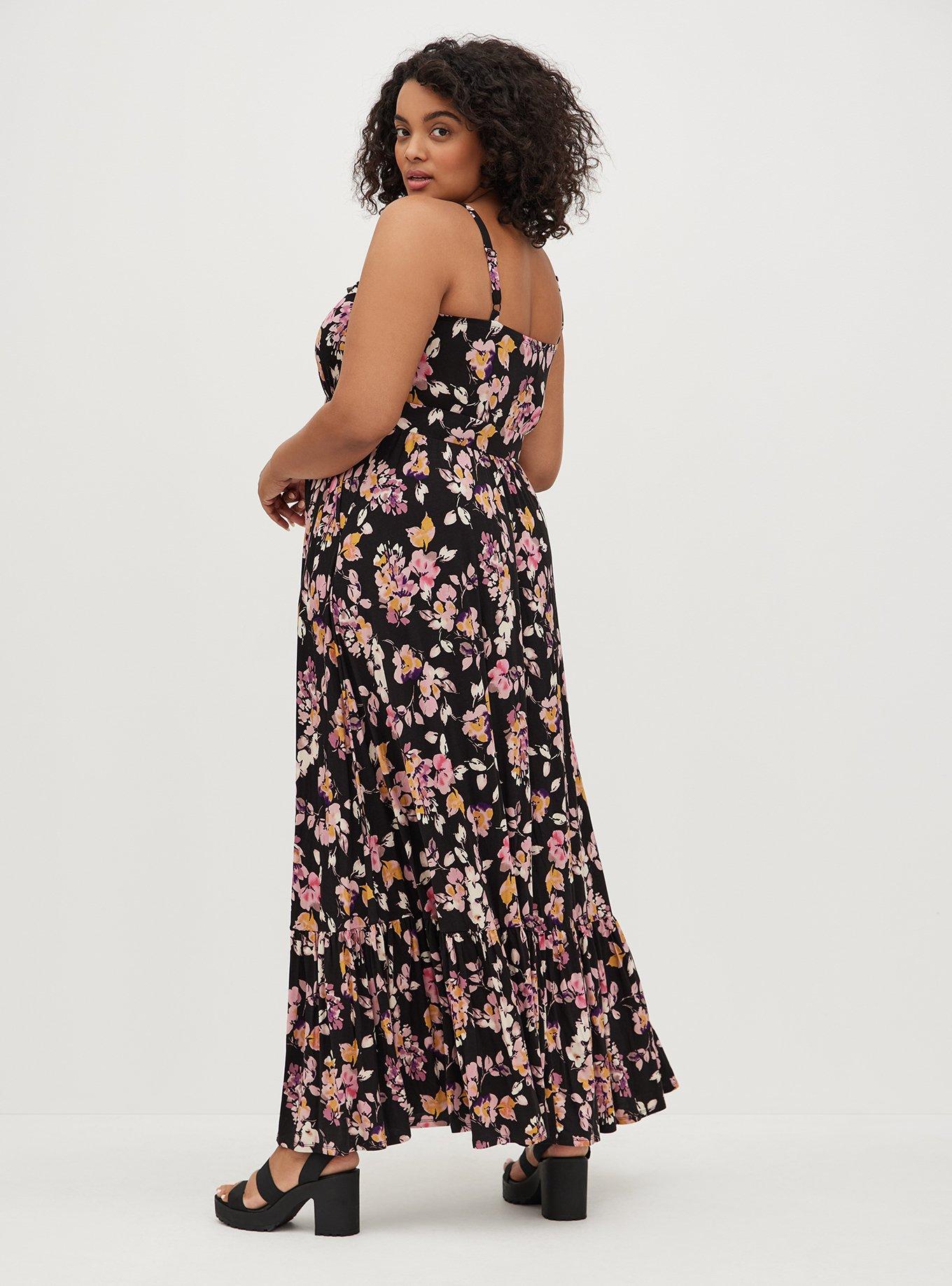 Maxi Super Soft Tiered Dress, BLACK FLORAL, alternate