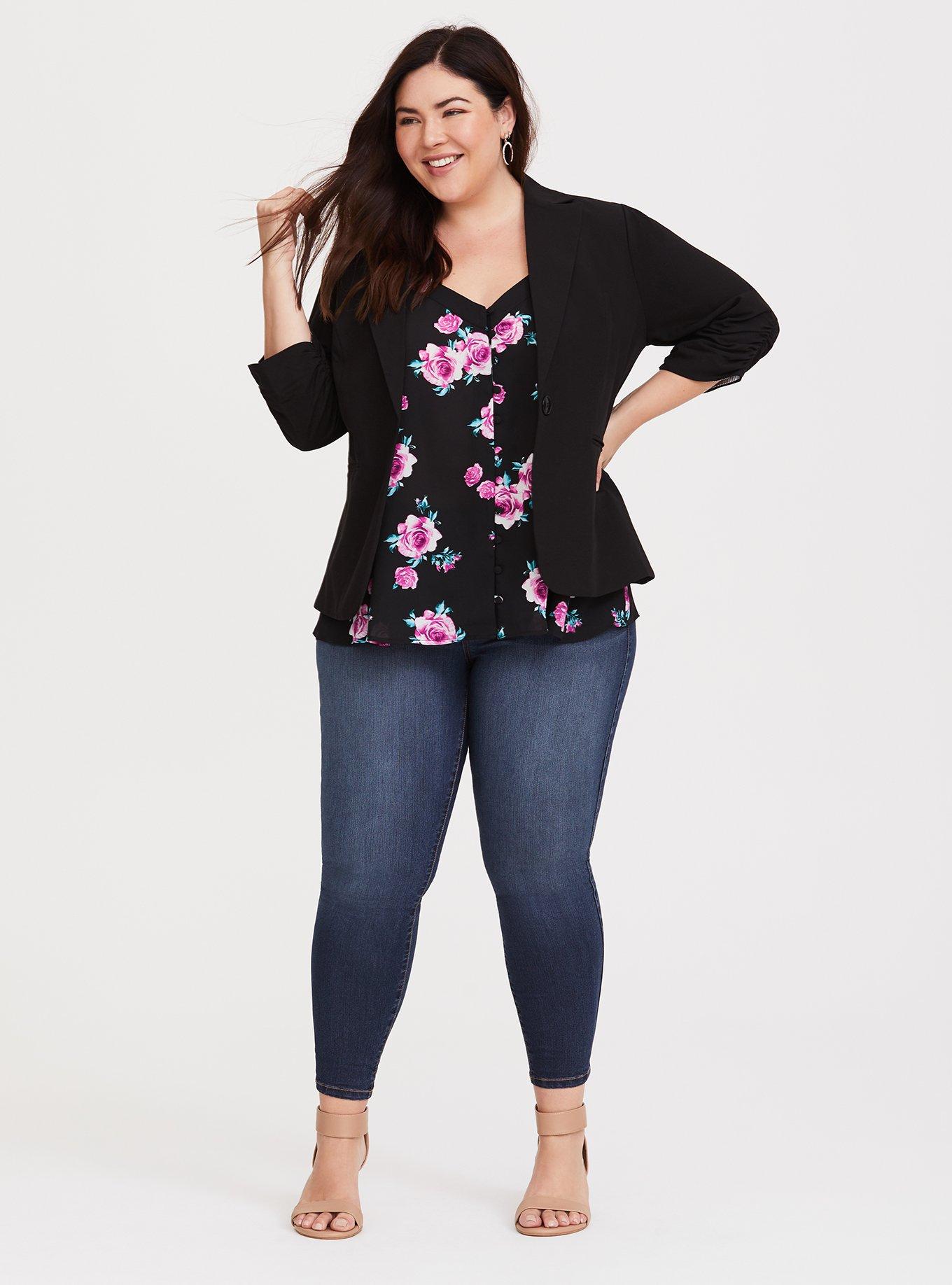 Black Floral Georgette Swing Cami, NONEC, alternate