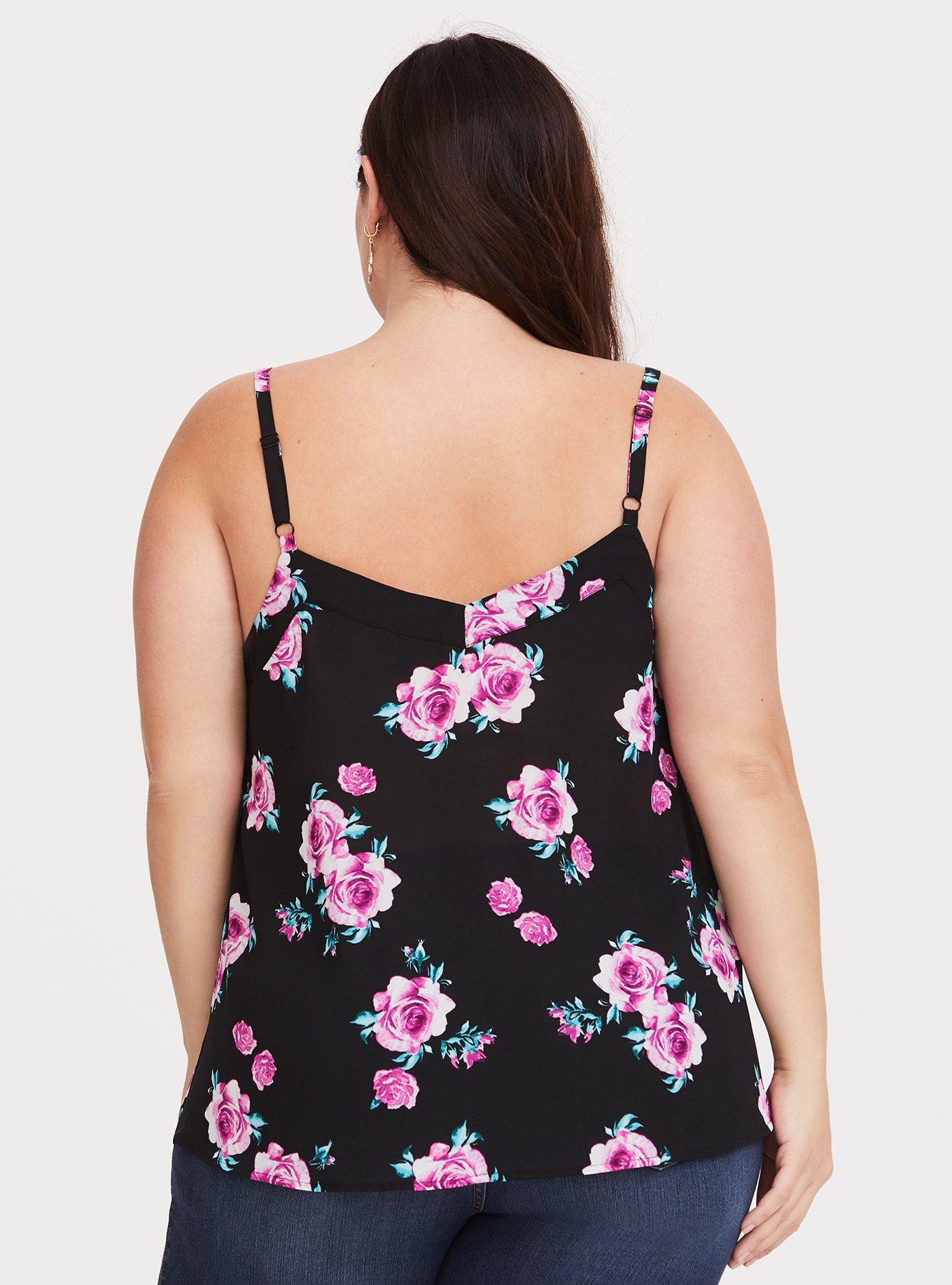 Black Floral Georgette Swing Cami, NONEC, alternate