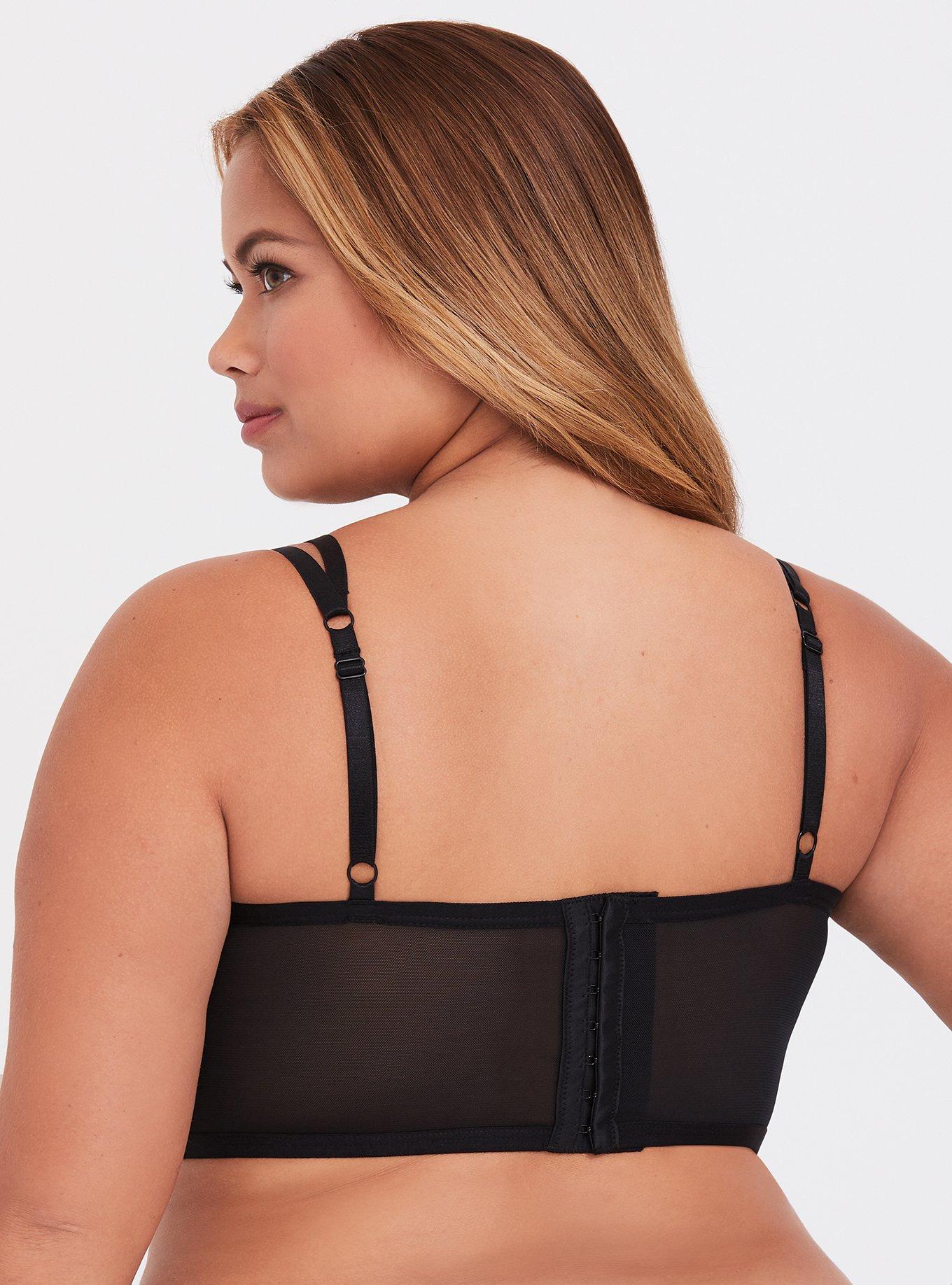 Black Lace & Mesh Layered Underwire Bralette, RICH BLACK, alternate