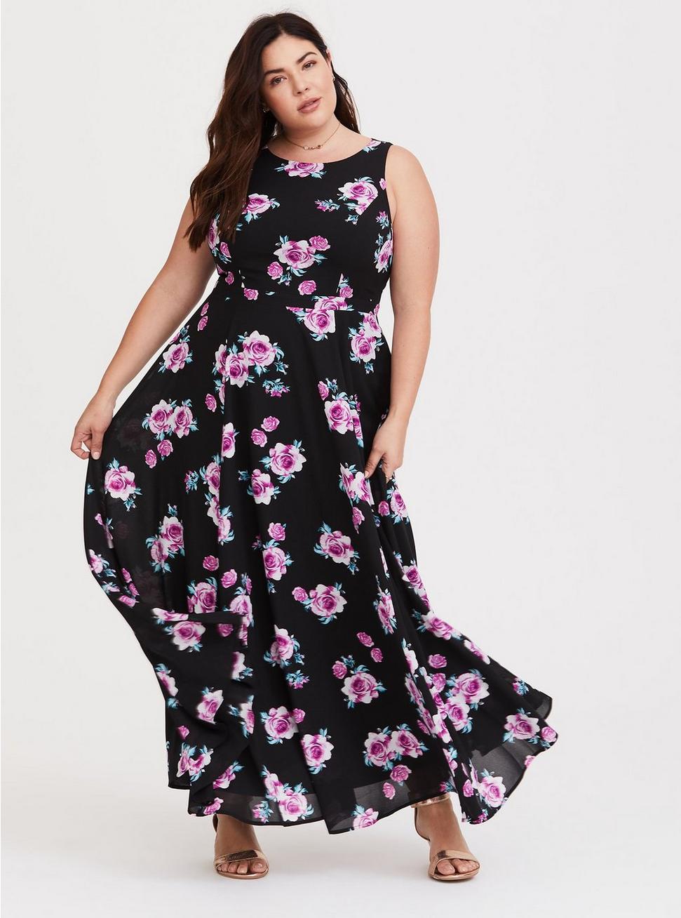 Plus Size - Floral High Neck Georgette Maxi Dress - Torrid